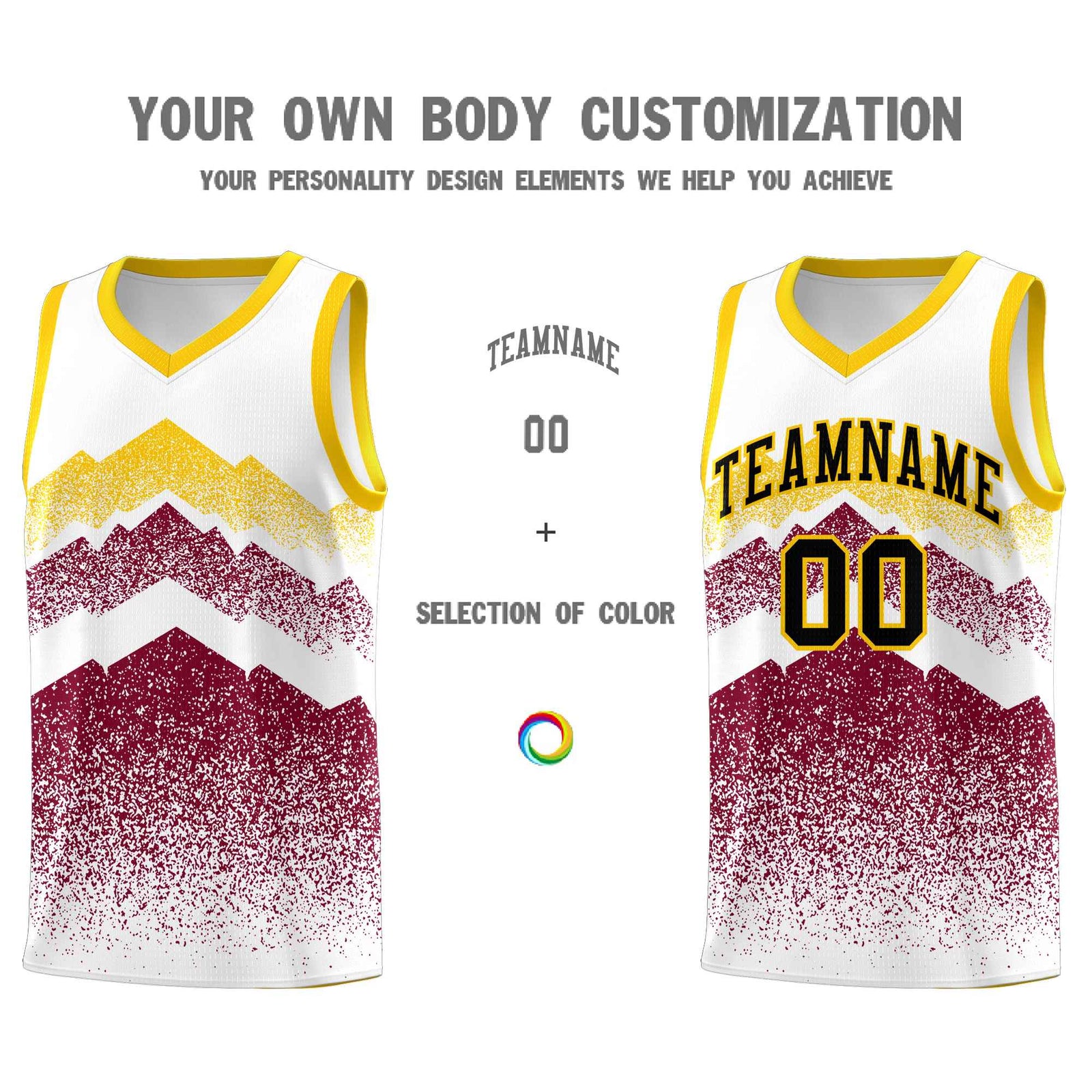 Personalized Youth Basketball Jerseys White Crimson Gradient Mountain Design Uniforms