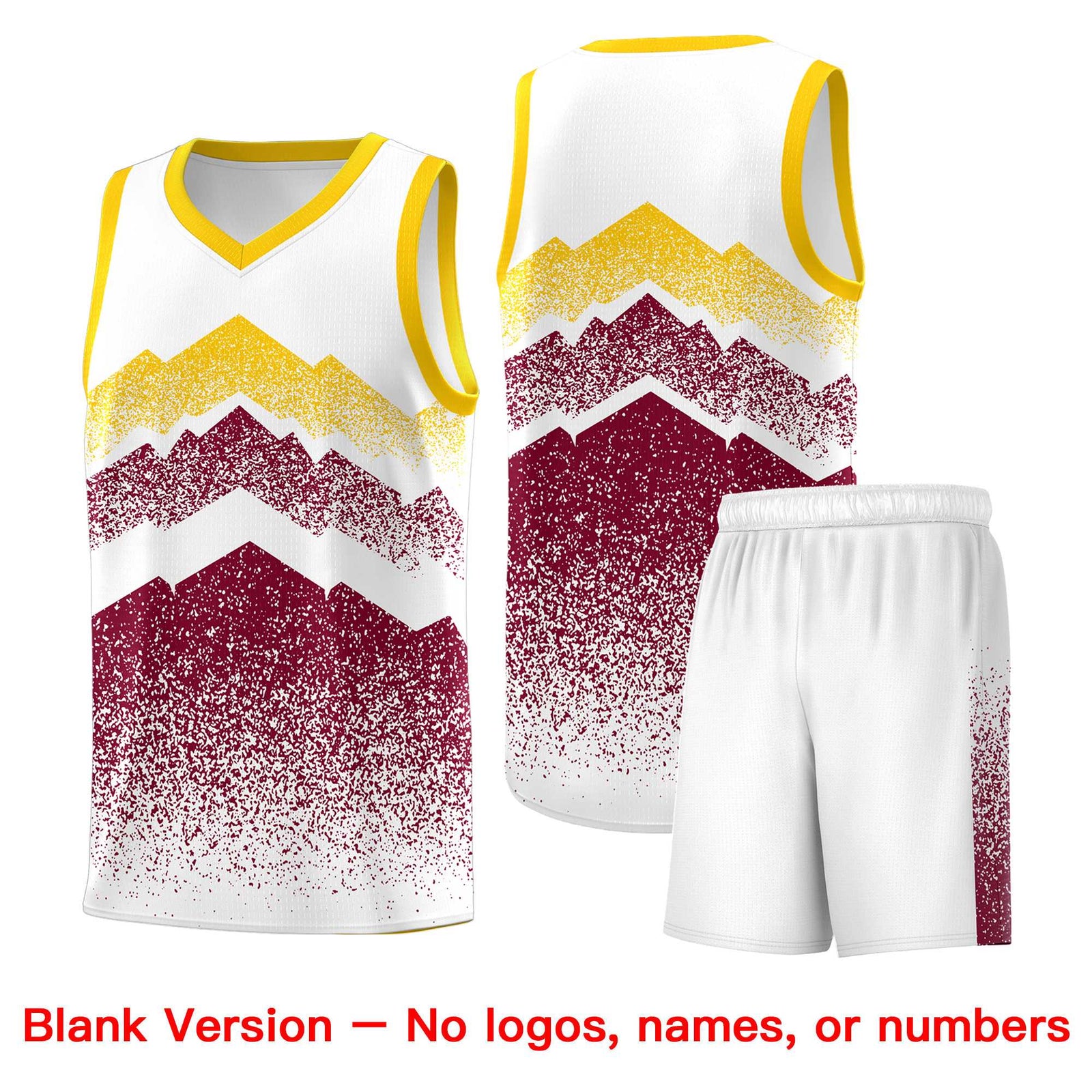 Personalized Youth Basketball Jerseys White Crimson Gradient Mountain Design Uniforms