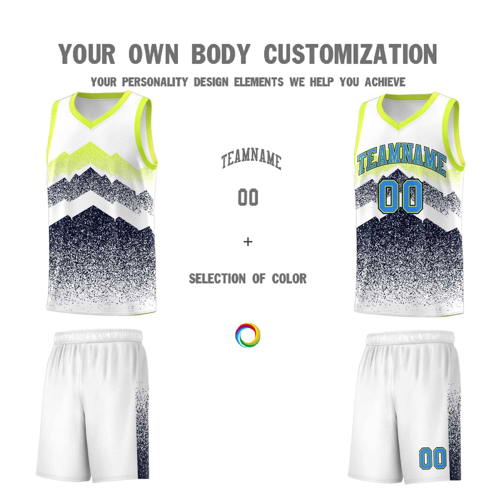 Personalized Youth Basketball Jerseys White Navy Gradient Mountain Design Uniforms
