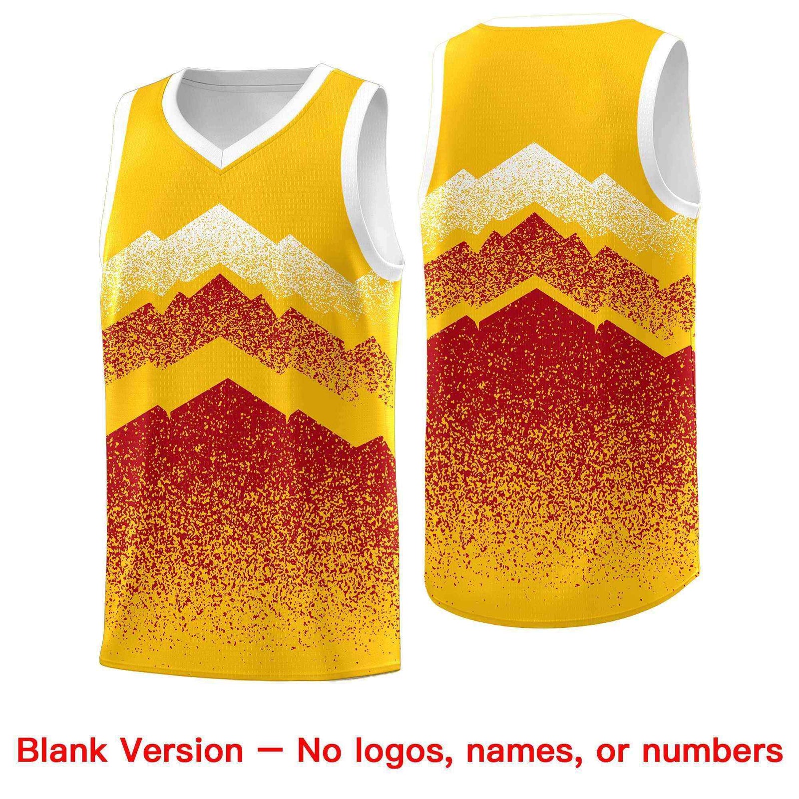 Personalized Youth Basketball Jerseys Gold Red Gradient Mountain Design Uniforms