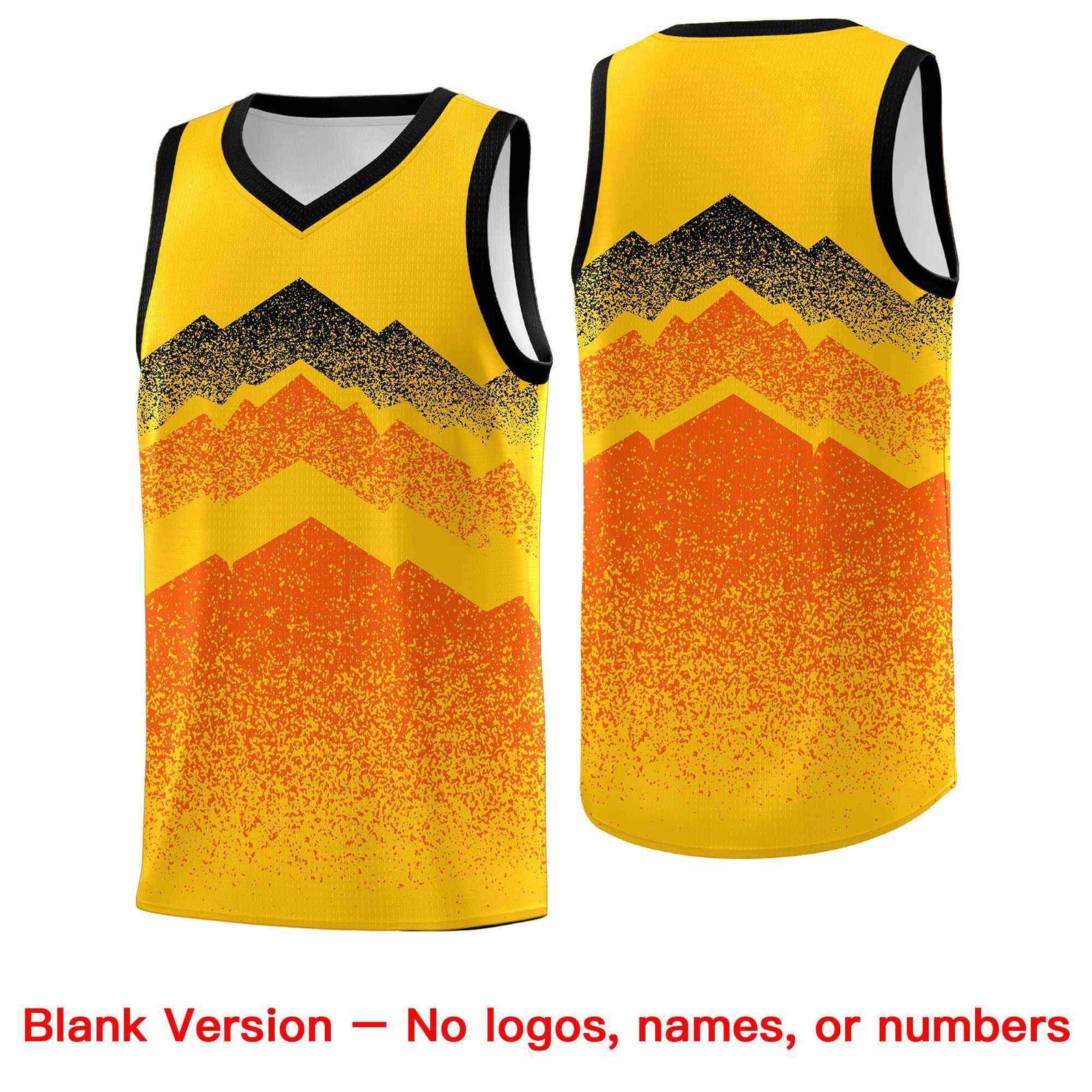 Personalized Youth Basketball Jerseys Yellow Orange Gradient Mountain Design Uniforms