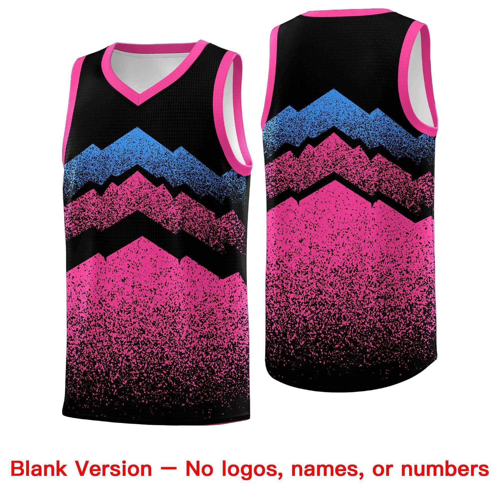 Personalized Youth Basketball Jerseys Black Pink Gradient Mountain Design Uniforms