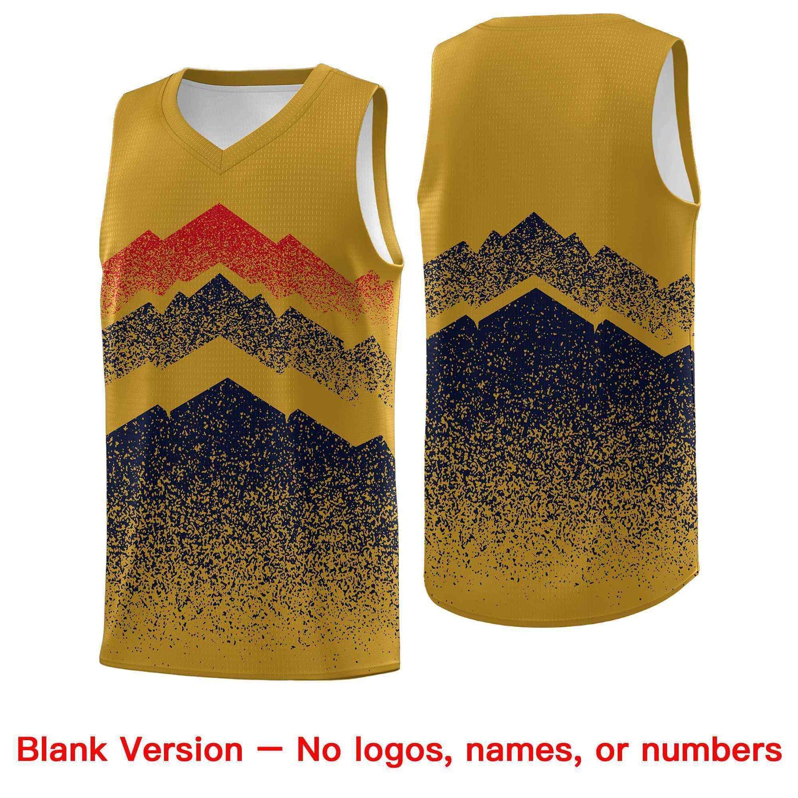 Personalized Youth Basketball Jerseys Old Gold Navy Gradient Mountain Design Uniforms