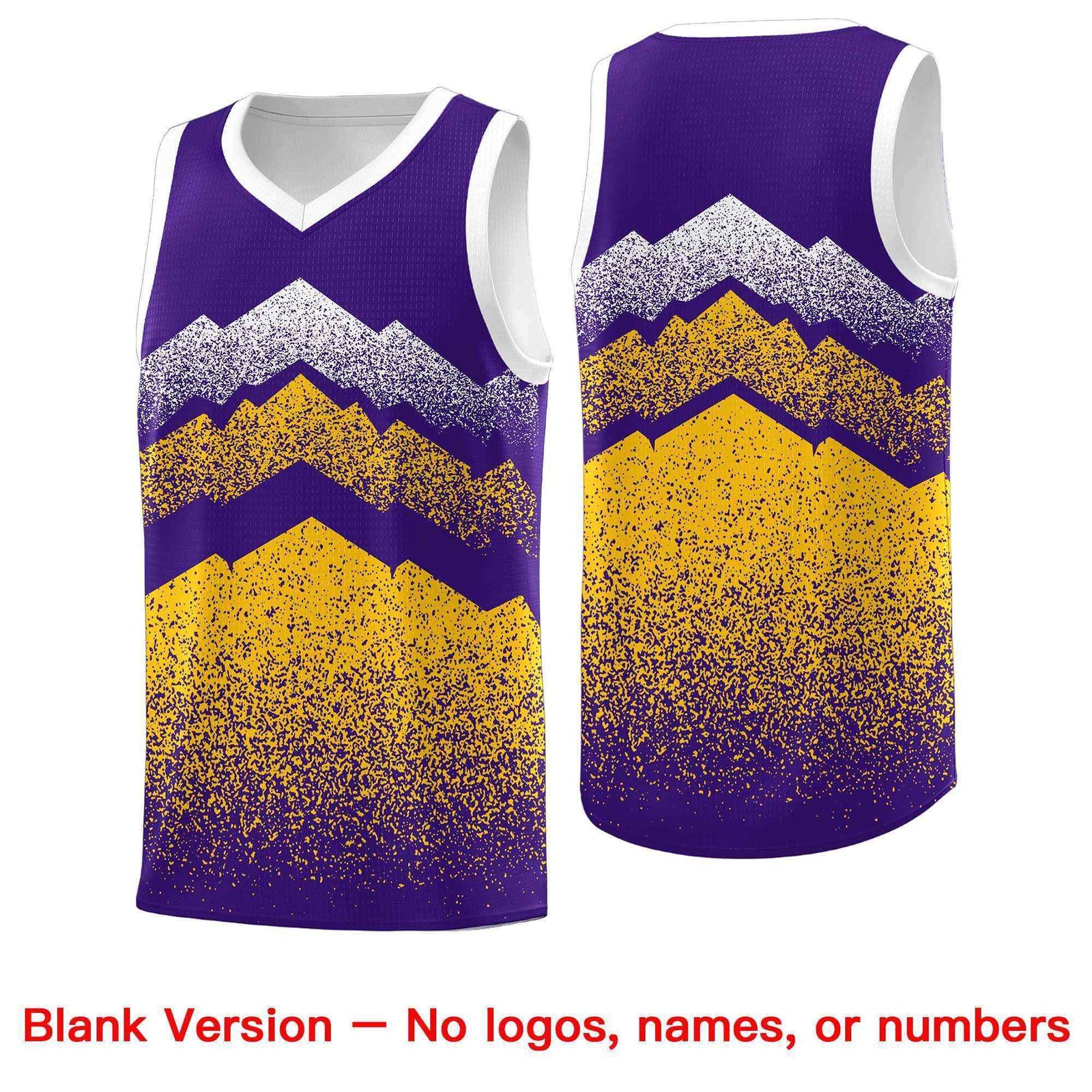 Personalized Youth Basketball Jerseys Purple Gold Gradient Mountain Design Uniforms