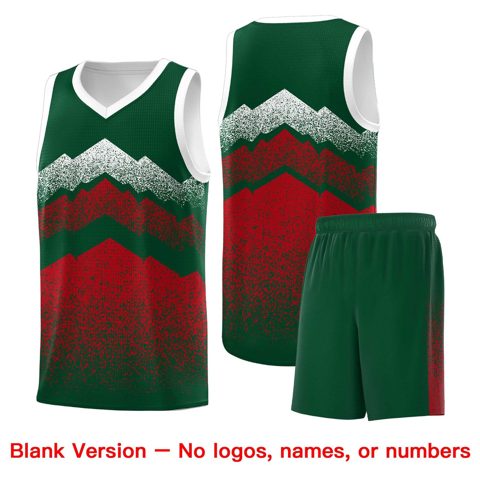 Personalized Youth Basketball Jerseys Green Red Gradient Mountain Design Uniforms