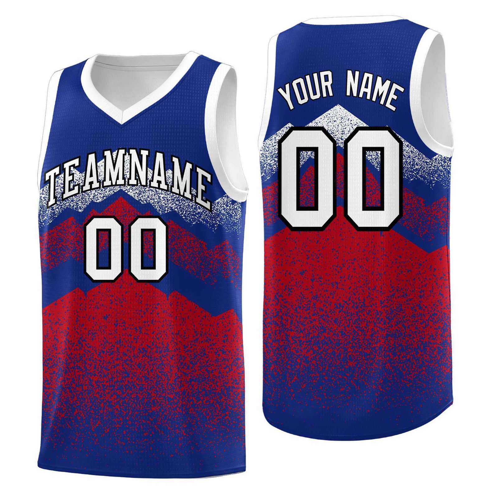 Personalized Youth Basketball Jerseys Royal Red Gradient Mountain Design Uniforms