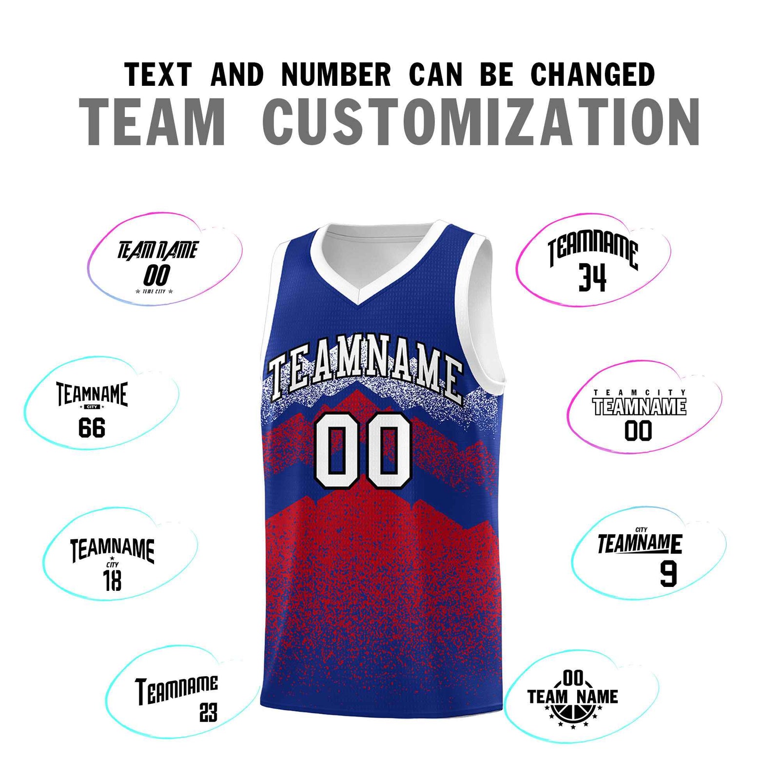 Personalized Youth Basketball Jerseys Royal Red Gradient Mountain Design Uniforms