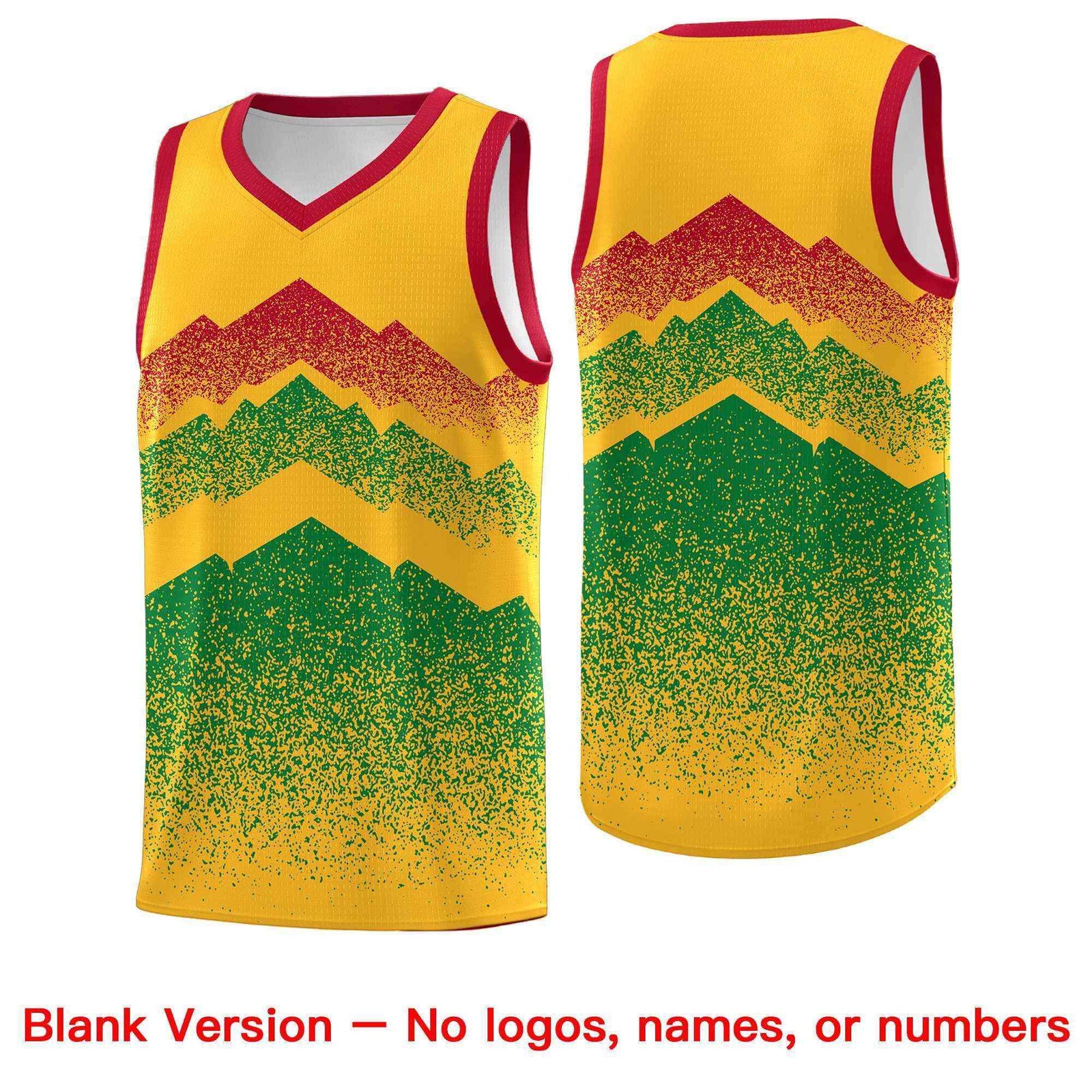 Personalized Youth Basketball Jerseys Gold Kelly Green Gradient Mountain Design Uniforms