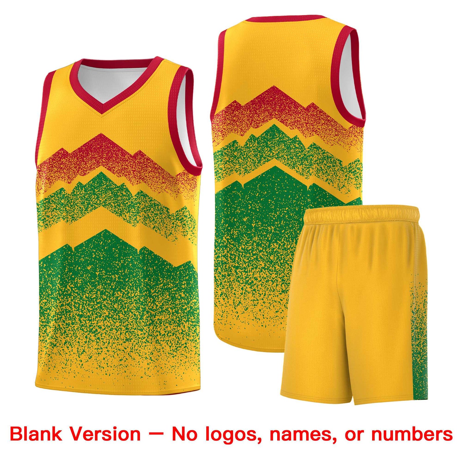 Personalized Youth Basketball Jerseys Gold Kelly Green Gradient Mountain Design Uniforms