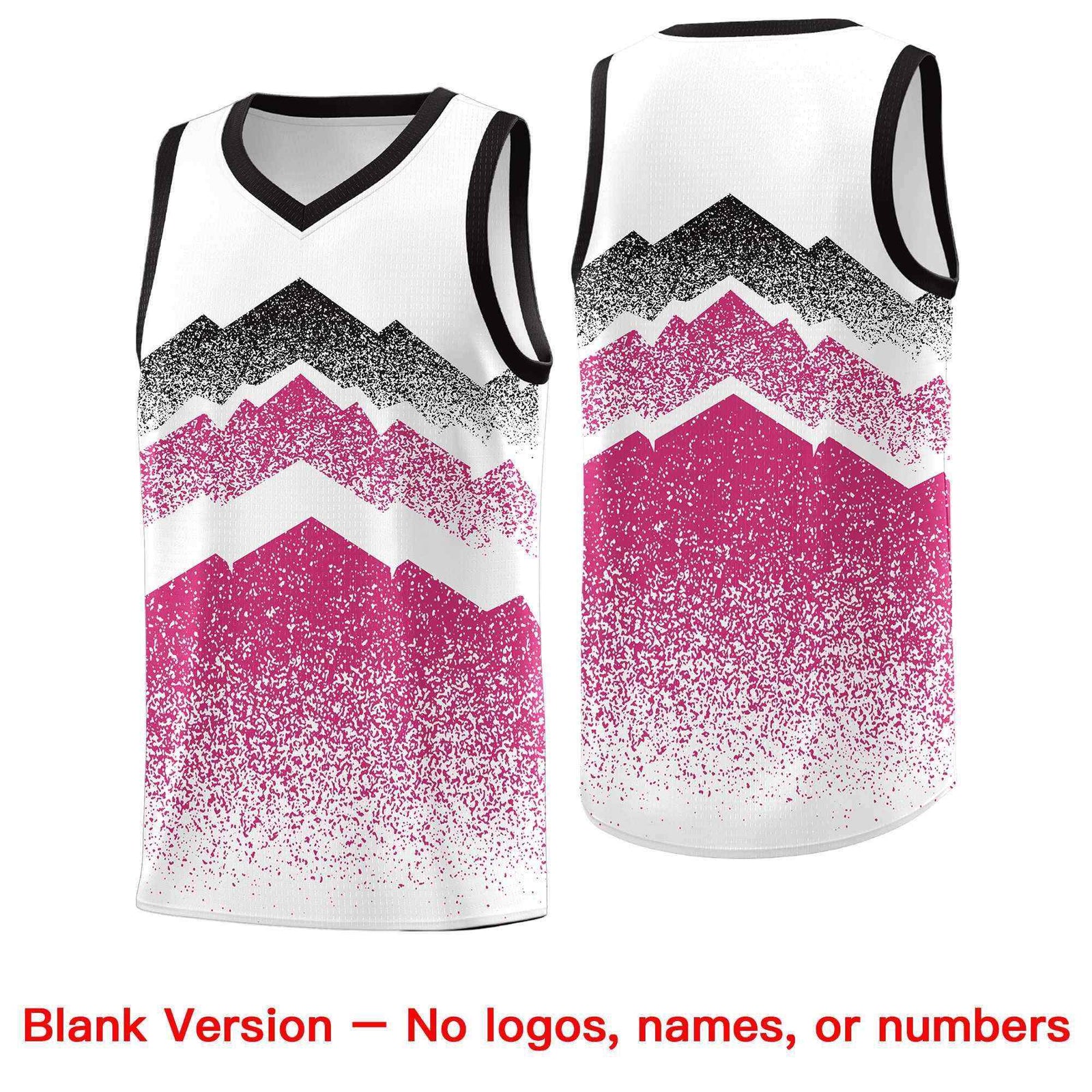 Personalized Youth Basketball Jerseys White Rose Red Gradient Mountain Design Uniforms