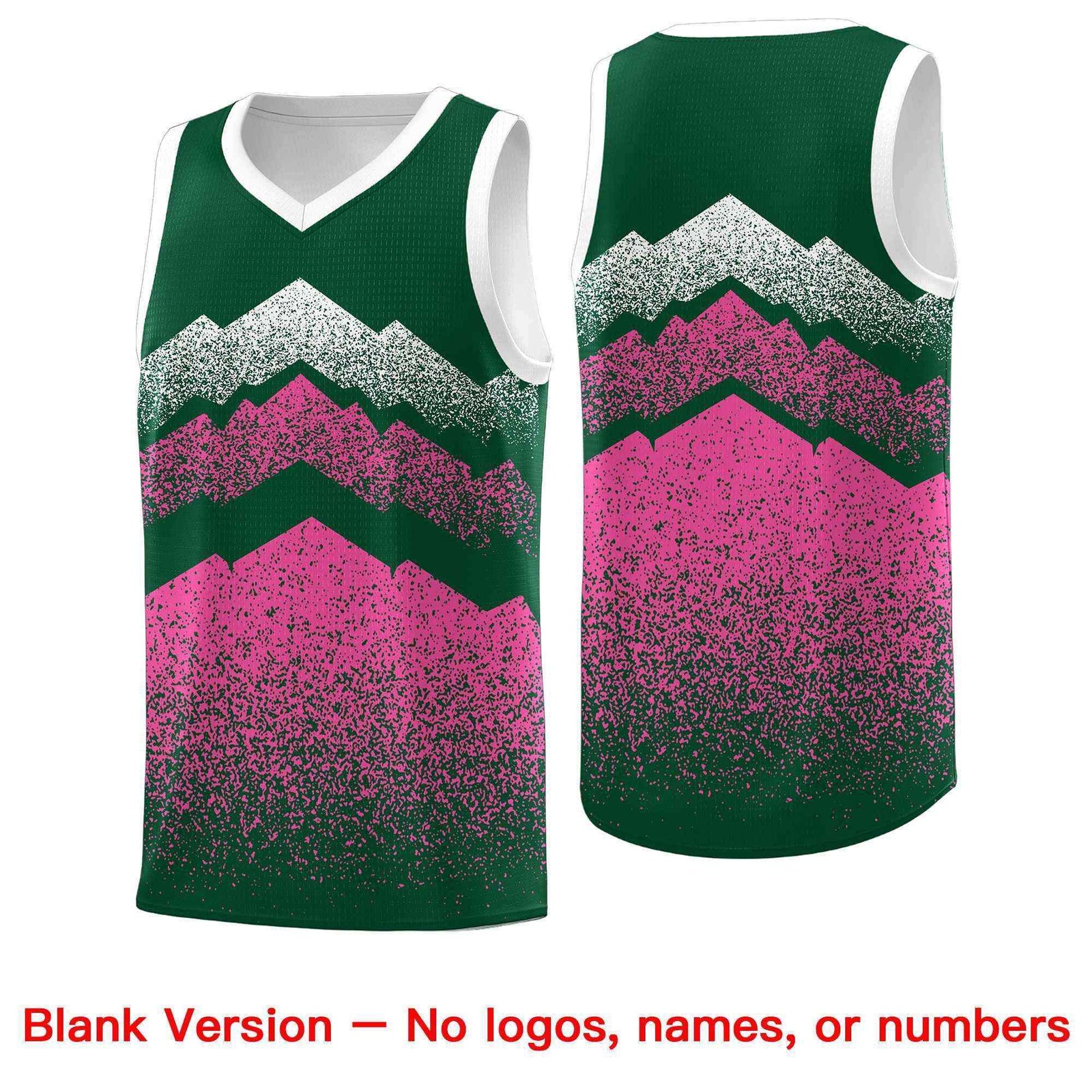 Custom Youth Basketball Jerseys Green Pink Gradient Mountain Design Uniforms