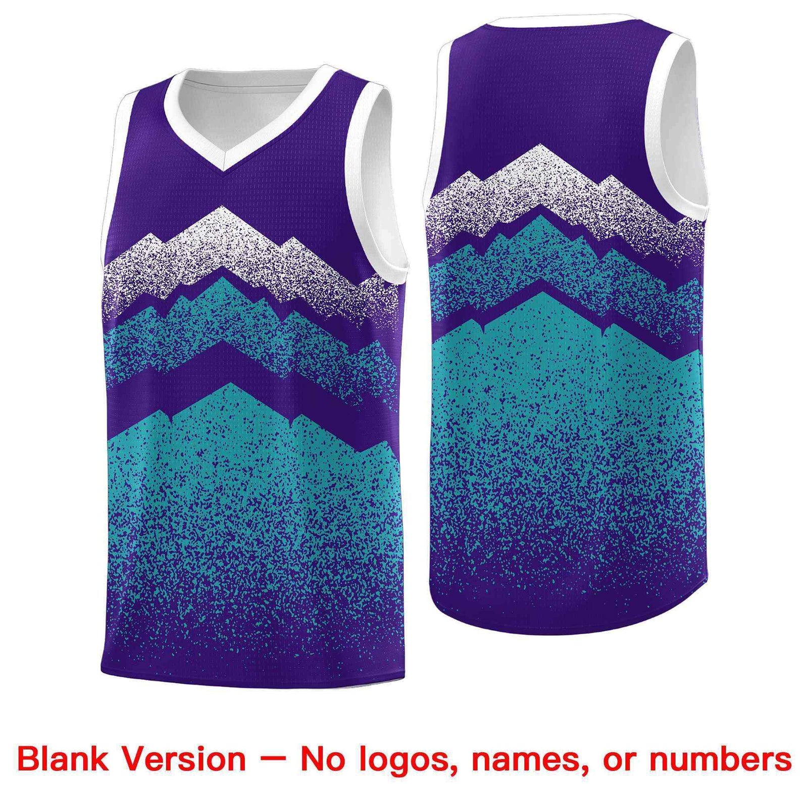 Personalized Youth Basketball Jerseys Purple Aqua Gradient Mountain Design Uniforms