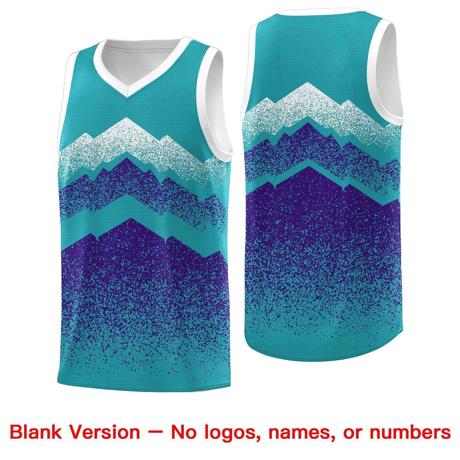 Personalized Youth Basketball Jerseys Aqua Purple Gradient Mountain Design Uniforms