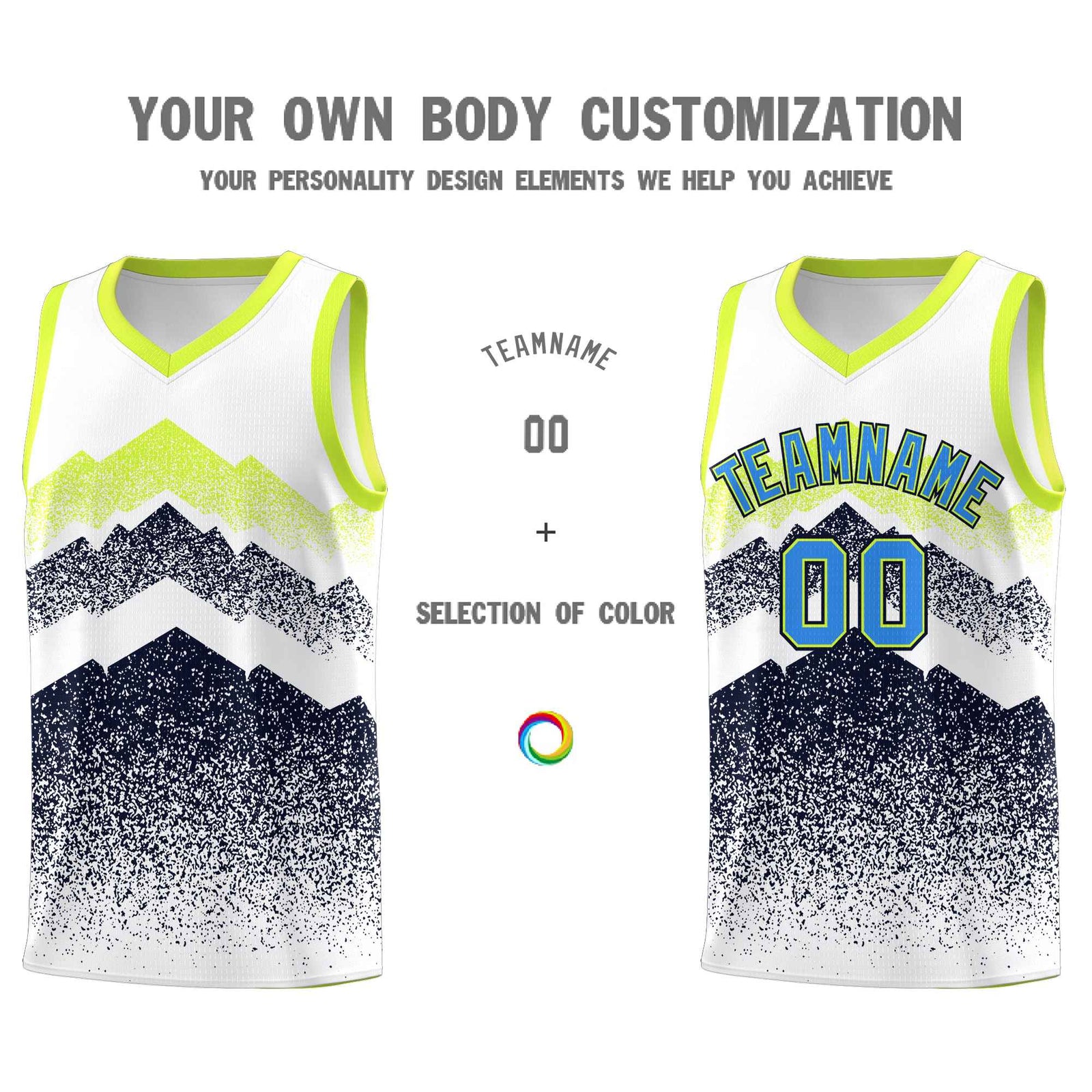 Personalized Youth Basketball Jerseys White Navy Gradient Mountain Design Uniforms