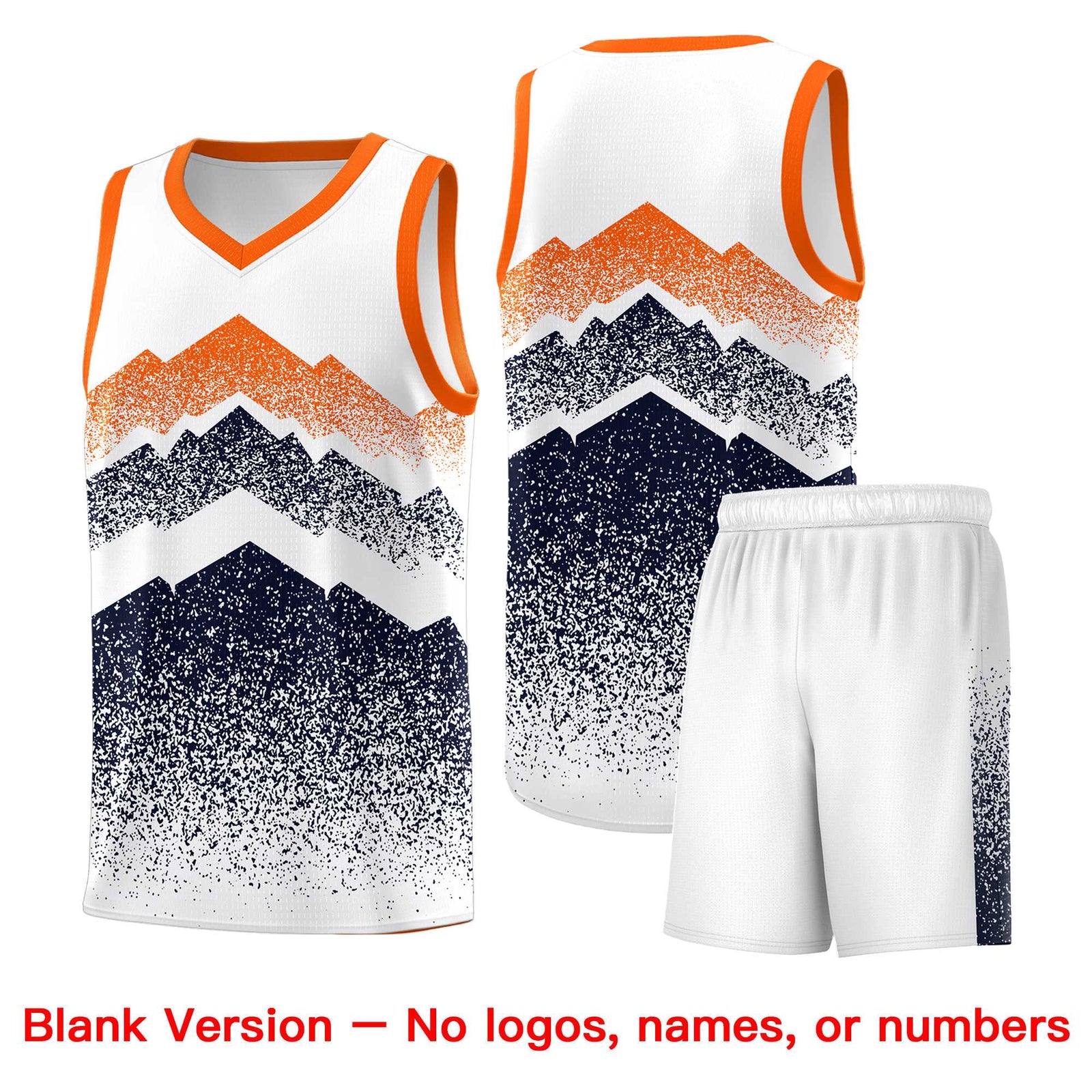 Personalized Youth Basketball Jerseys White Navy Gradient Mountain Design Uniforms