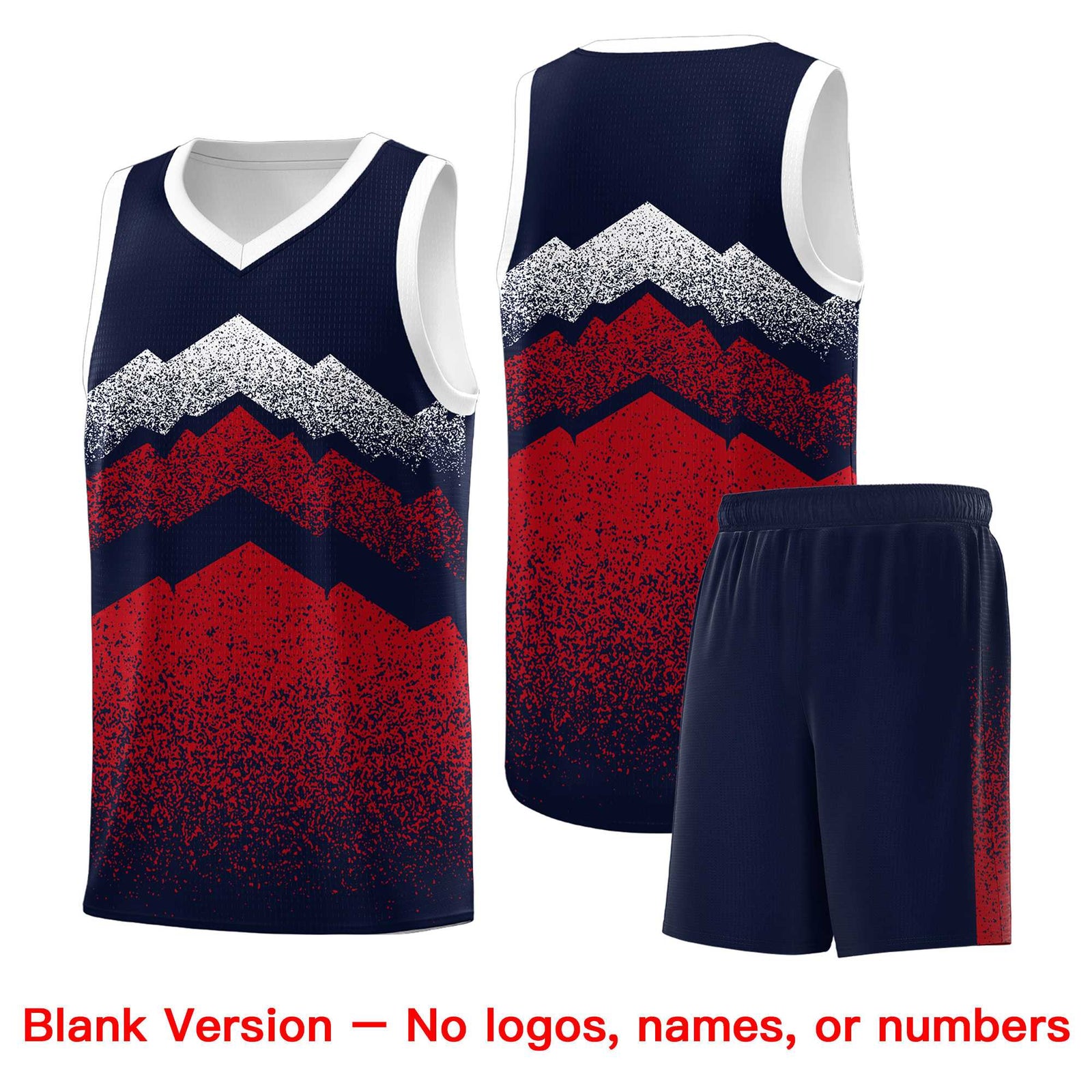 Personalized Youth Basketball Jerseys Navy Red Gradient Mountain Design Uniforms