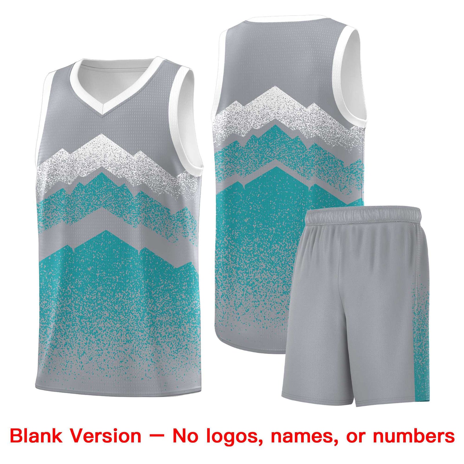 Personalized Youth Basketball Jerseys Silver Teal Gradient Mountain Design Uniforms