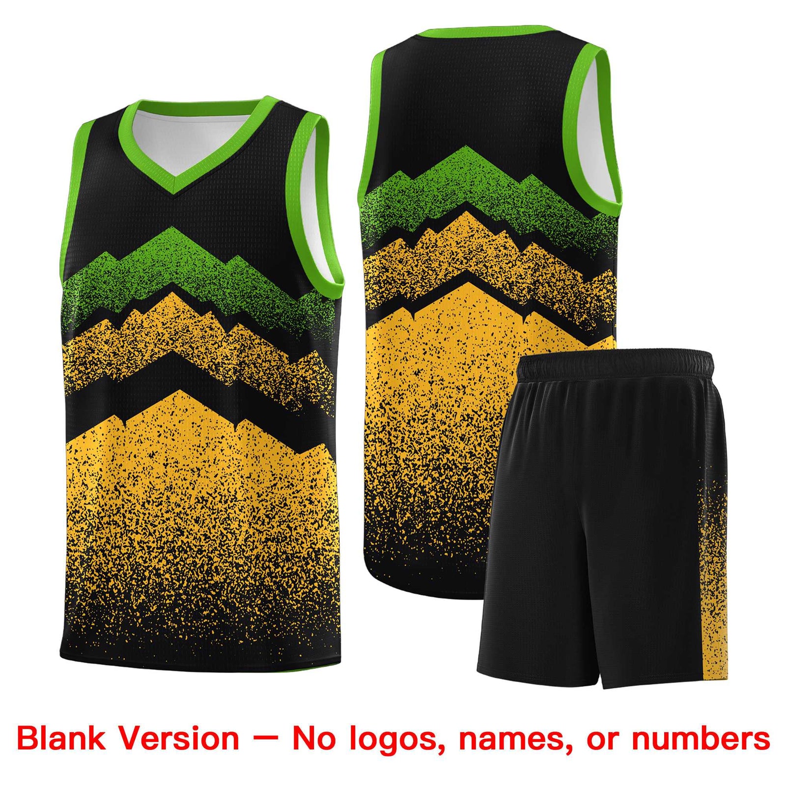 Personalized Youth Basketball Jerseys Black Gold Gradient Mountain Design Uniforms