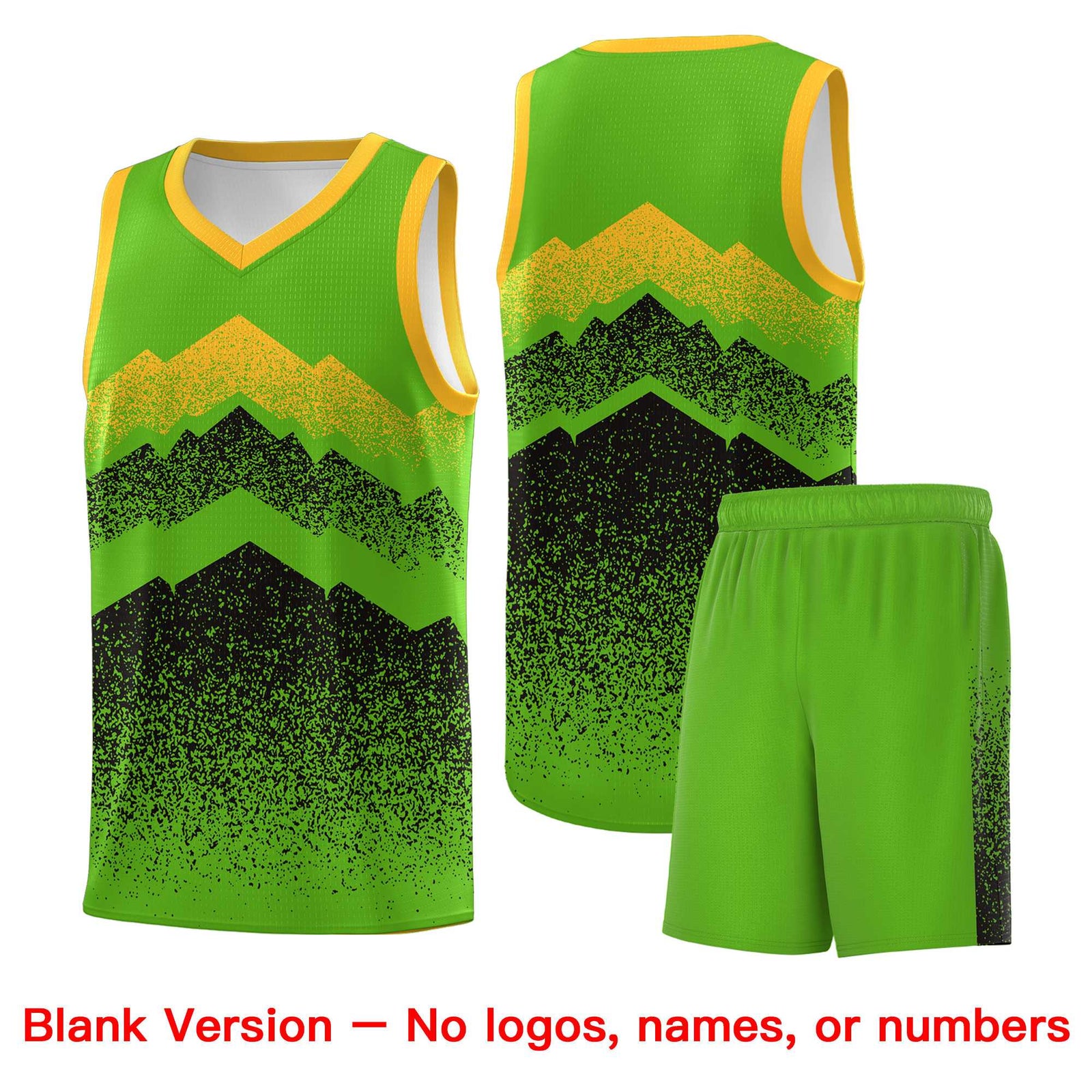 Custom Youth Basketball Jerseys Green Black Gradient Mountain Design Uniforms