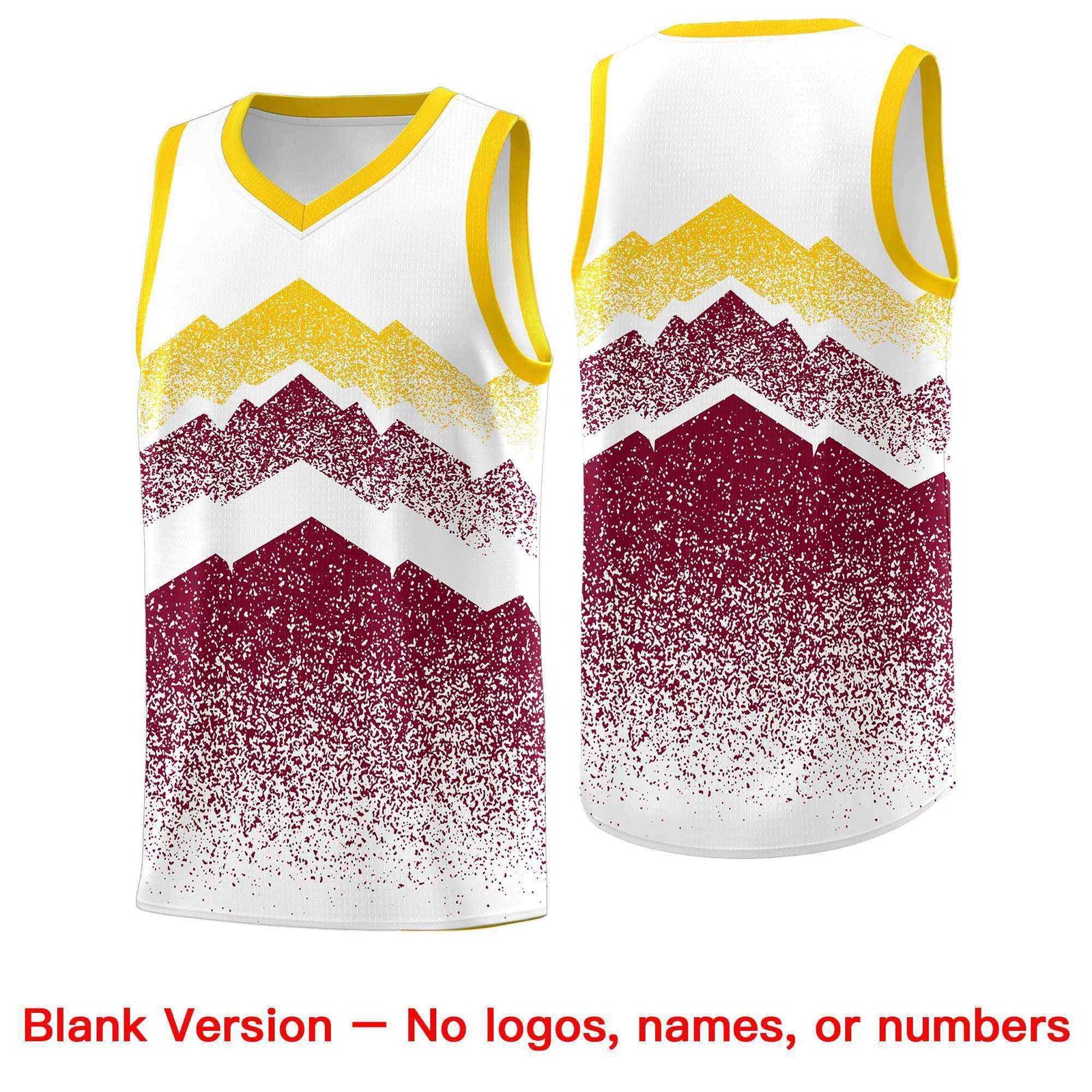 Personalized Youth Basketball Jerseys White Crimson Gradient Mountain Design Uniforms