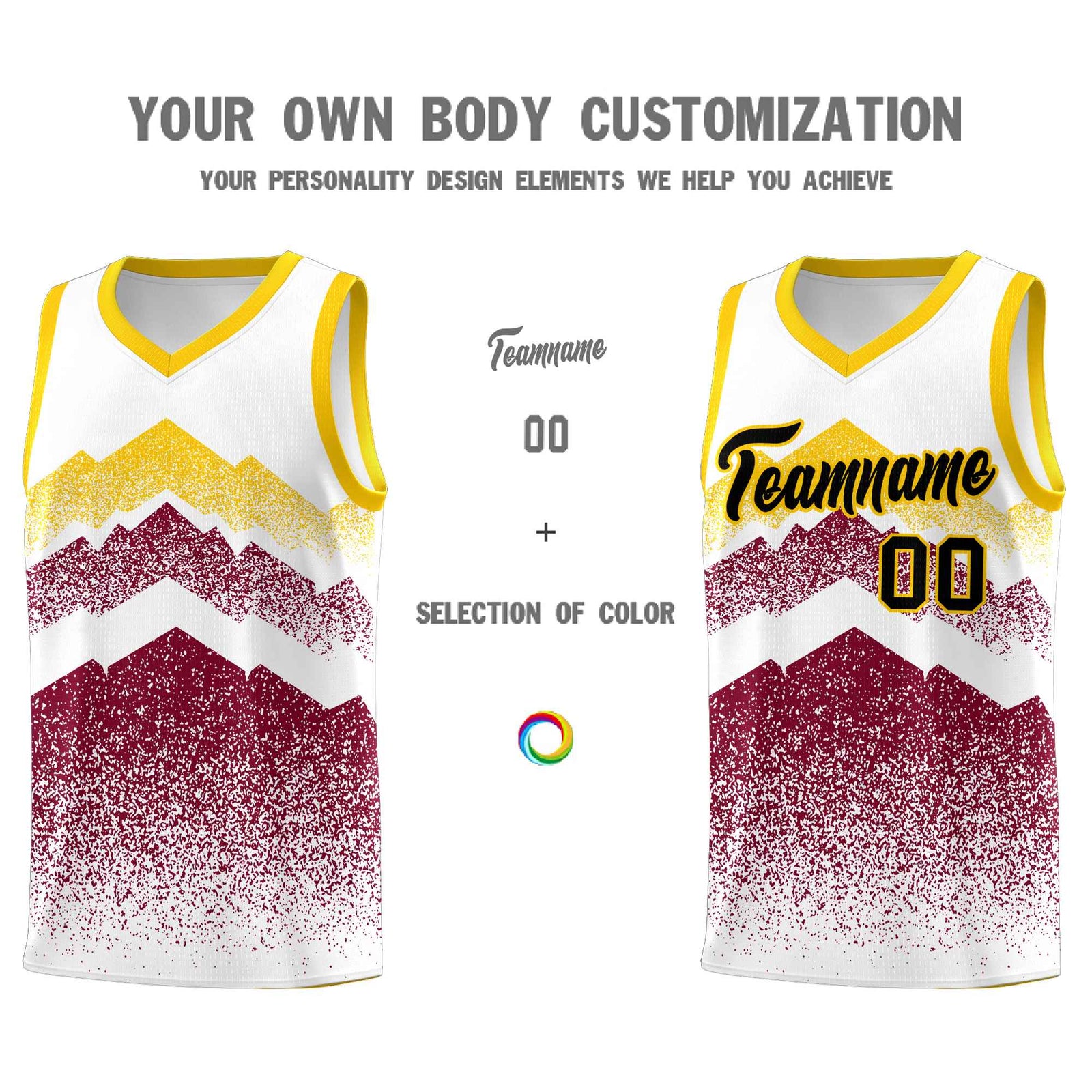 Personalized Youth Basketball Jerseys White Crimson Gradient Mountain Design Uniforms