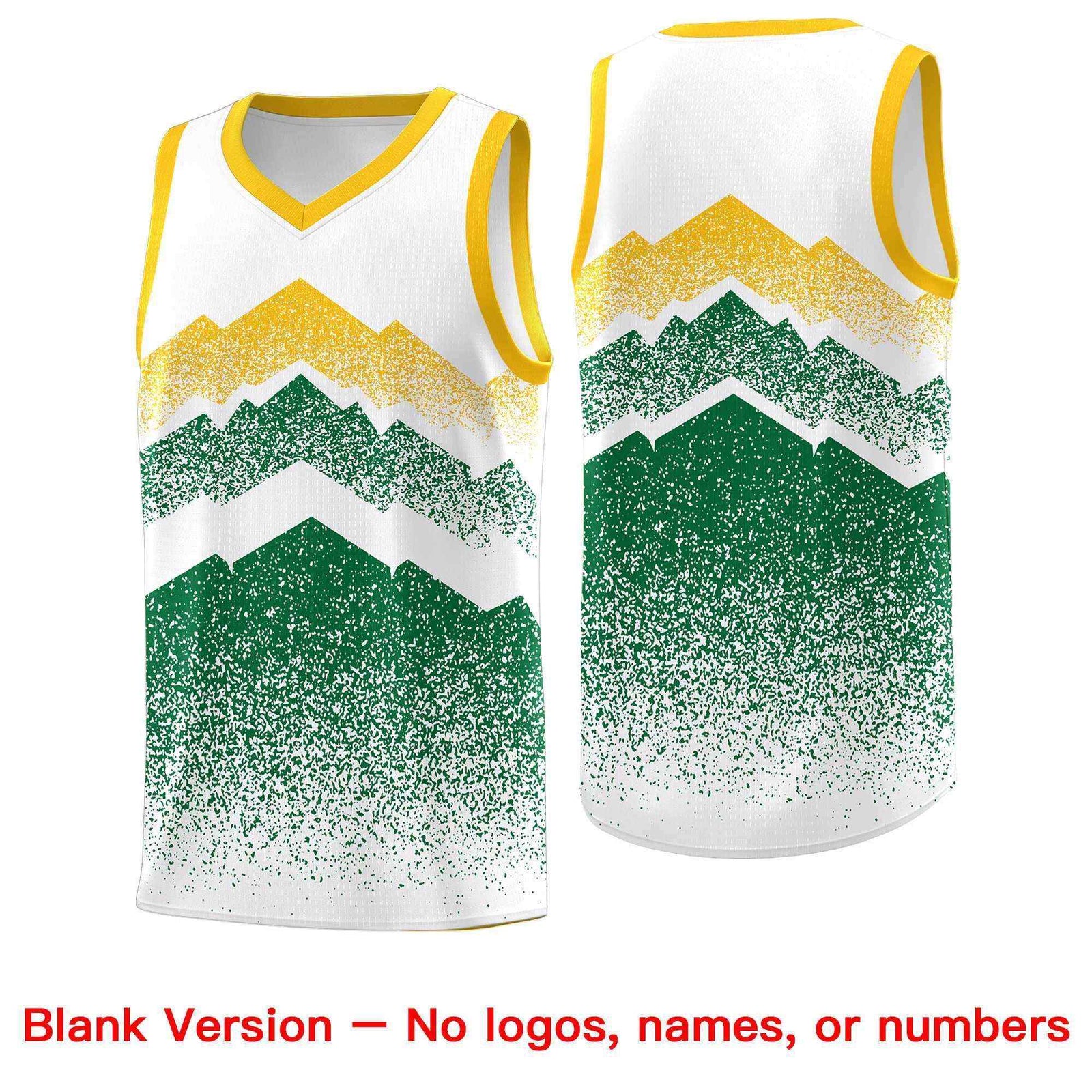 Personalized Youth Basketball Jerseys White Kelly Green Gradient Mountain Design Uniforms