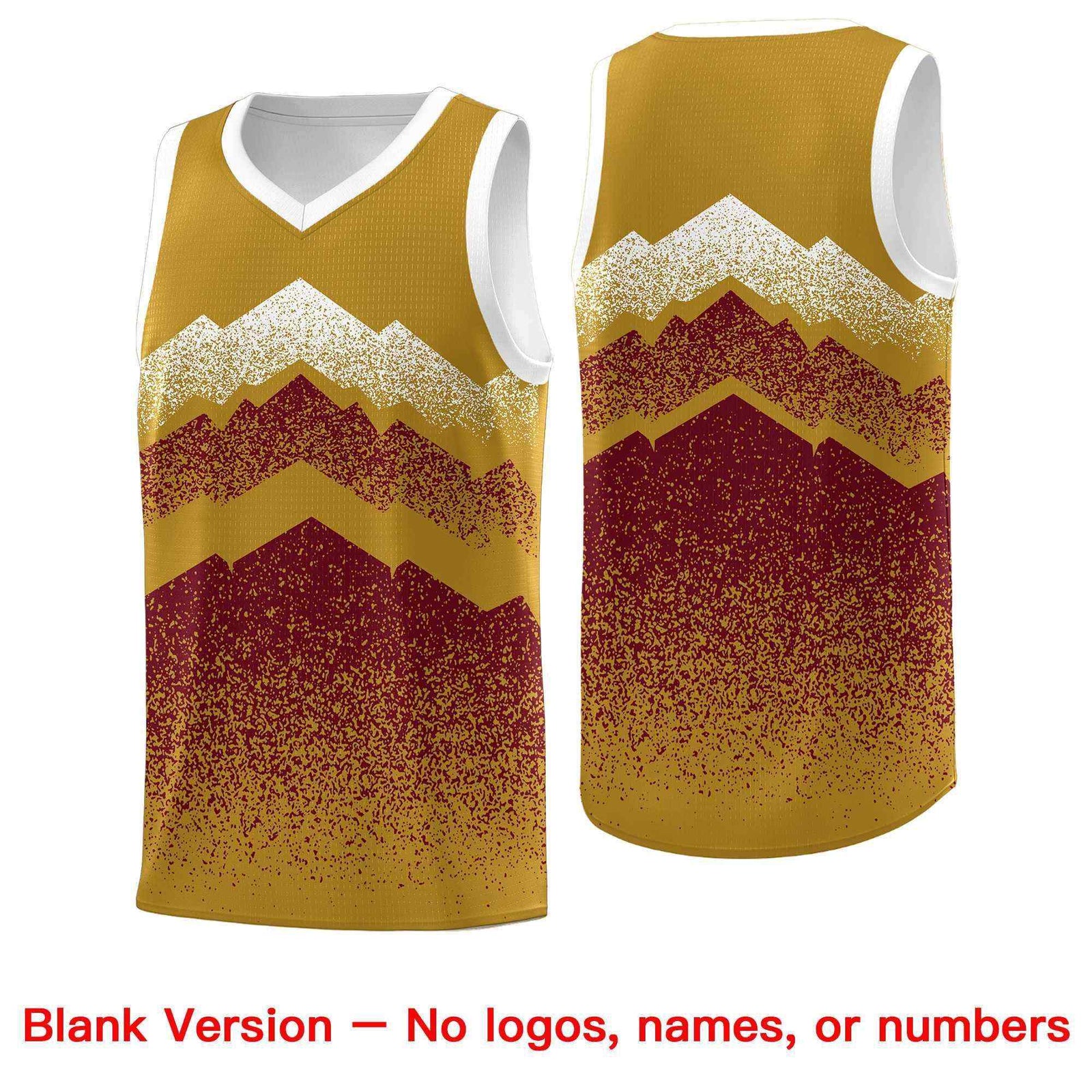 Custom Youth Basketball Jerseys Old Gold Crimson Gradient Mountain Design Uniforms