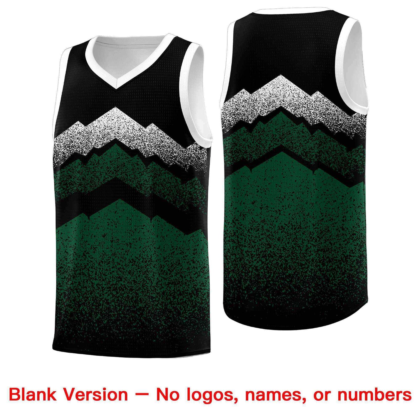 Personalized Youth Basketball Jerseys Black Green Gradient Mountain Design Uniforms