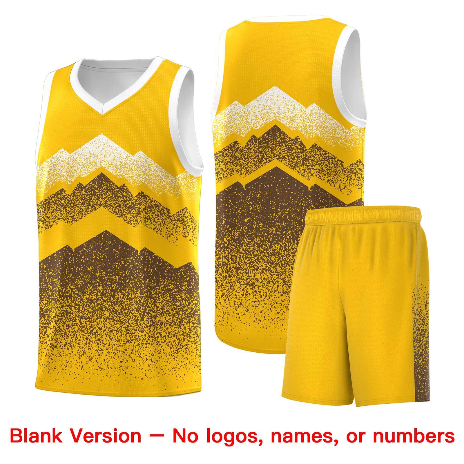Custom Youth Basketball Jerseys Gold Coffee Gradient Mountain Design Uniforms