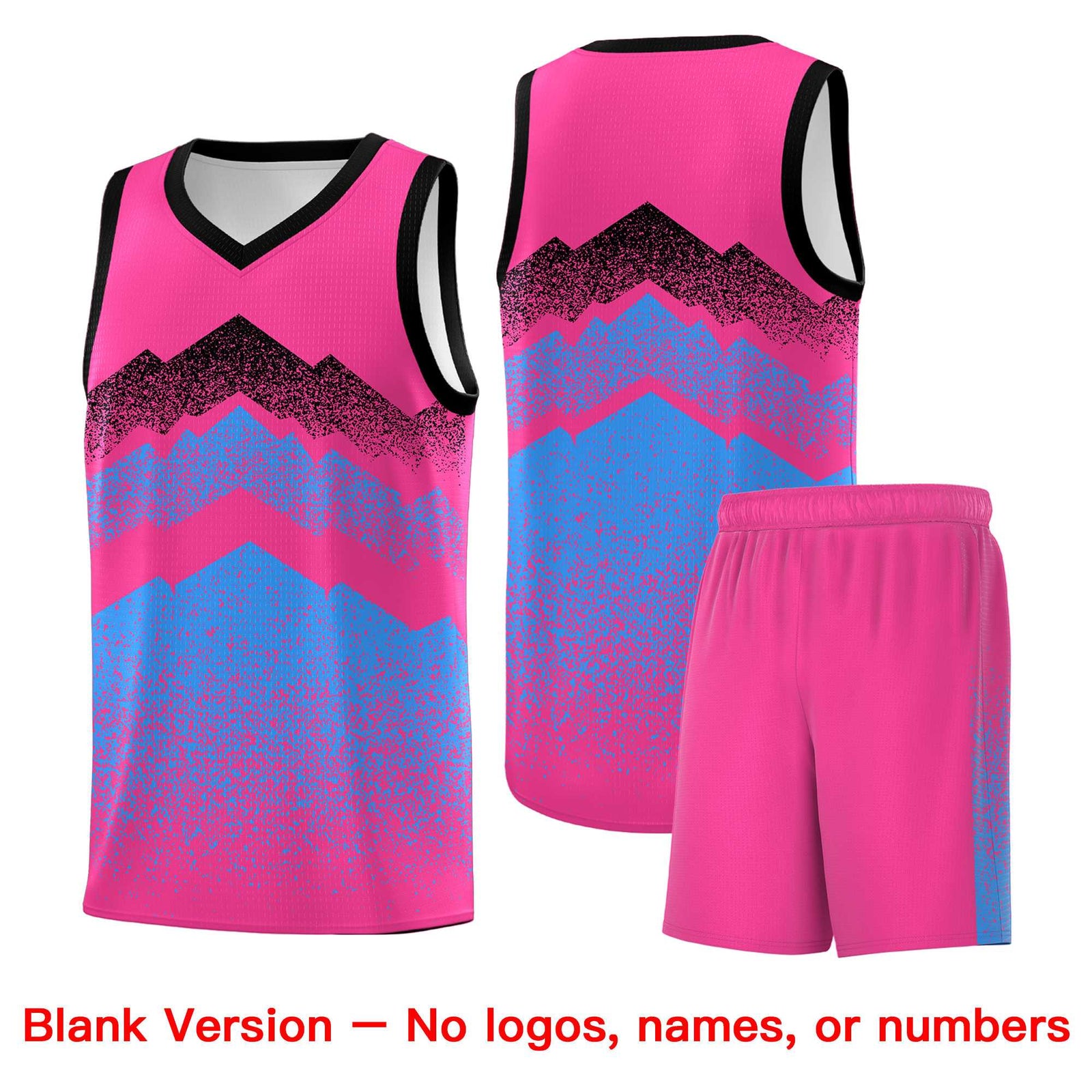 Personalized Youth Basketball Jerseys Pink Powder Blue Gradient Mountain Design Uniforms