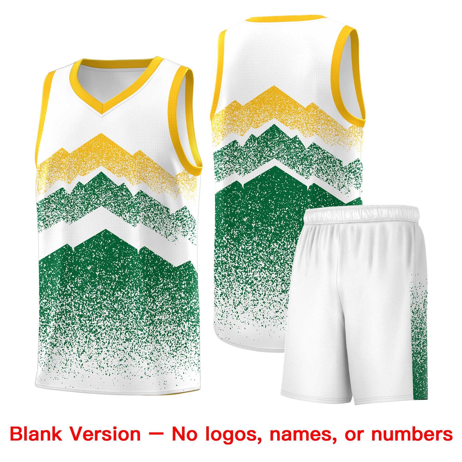 Personalized Youth Basketball Jerseys White Kelly Green Gradient Mountain Design Uniforms