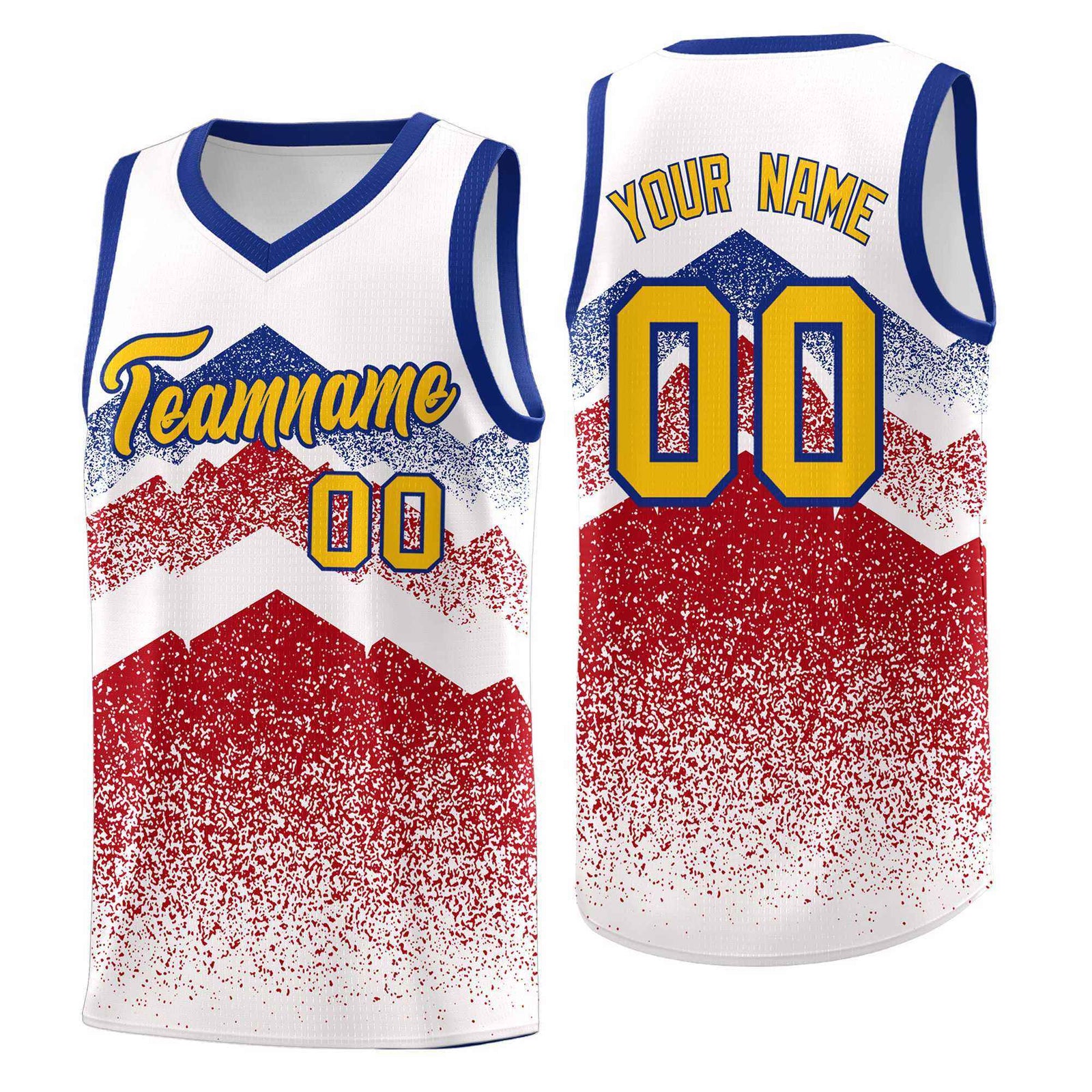 Custom Youth Basketball Jerseys White Red Gradient Mountain Design Uniforms