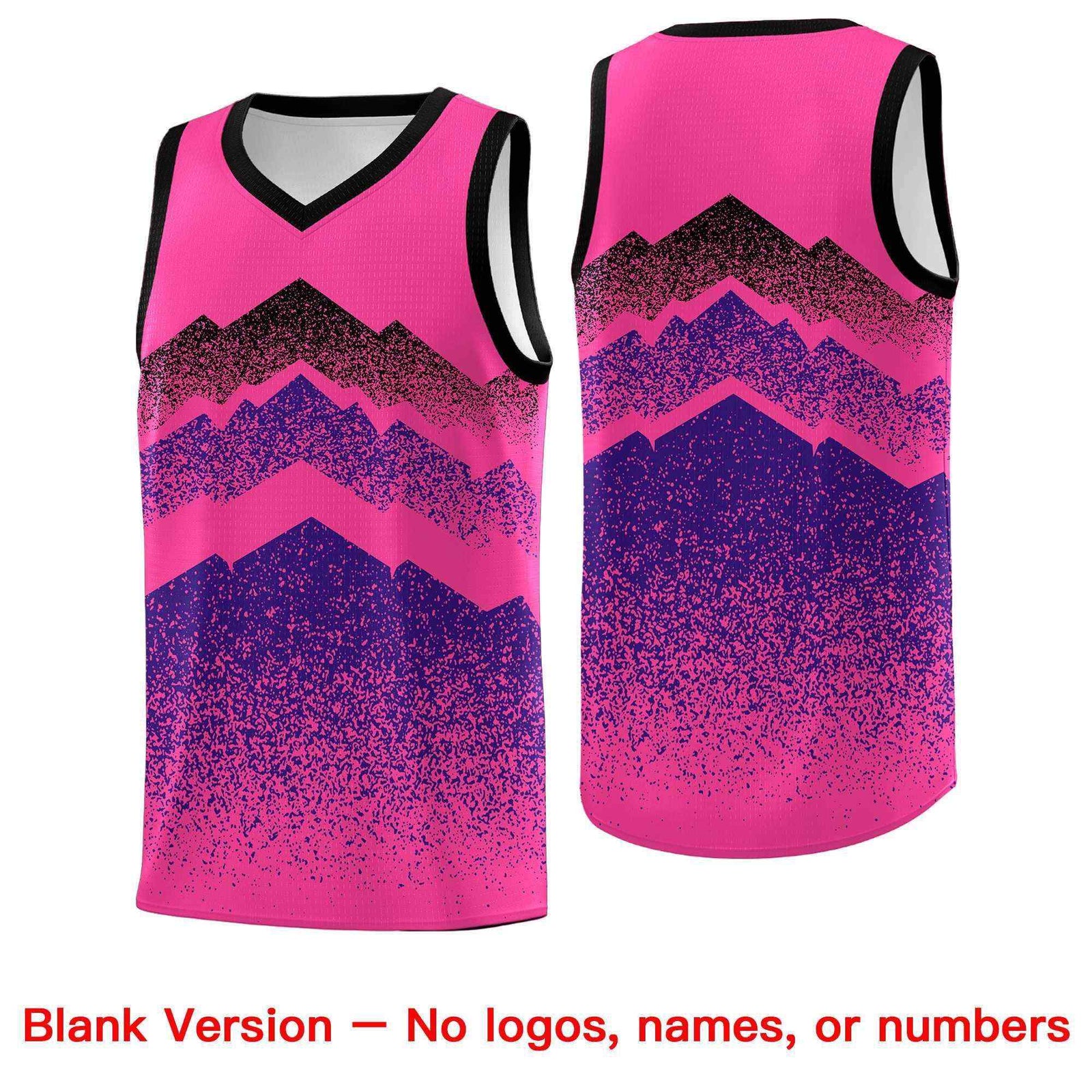 Personalized Youth Basketball Jerseys Pink Purple Gradient Mountain Design Uniforms
