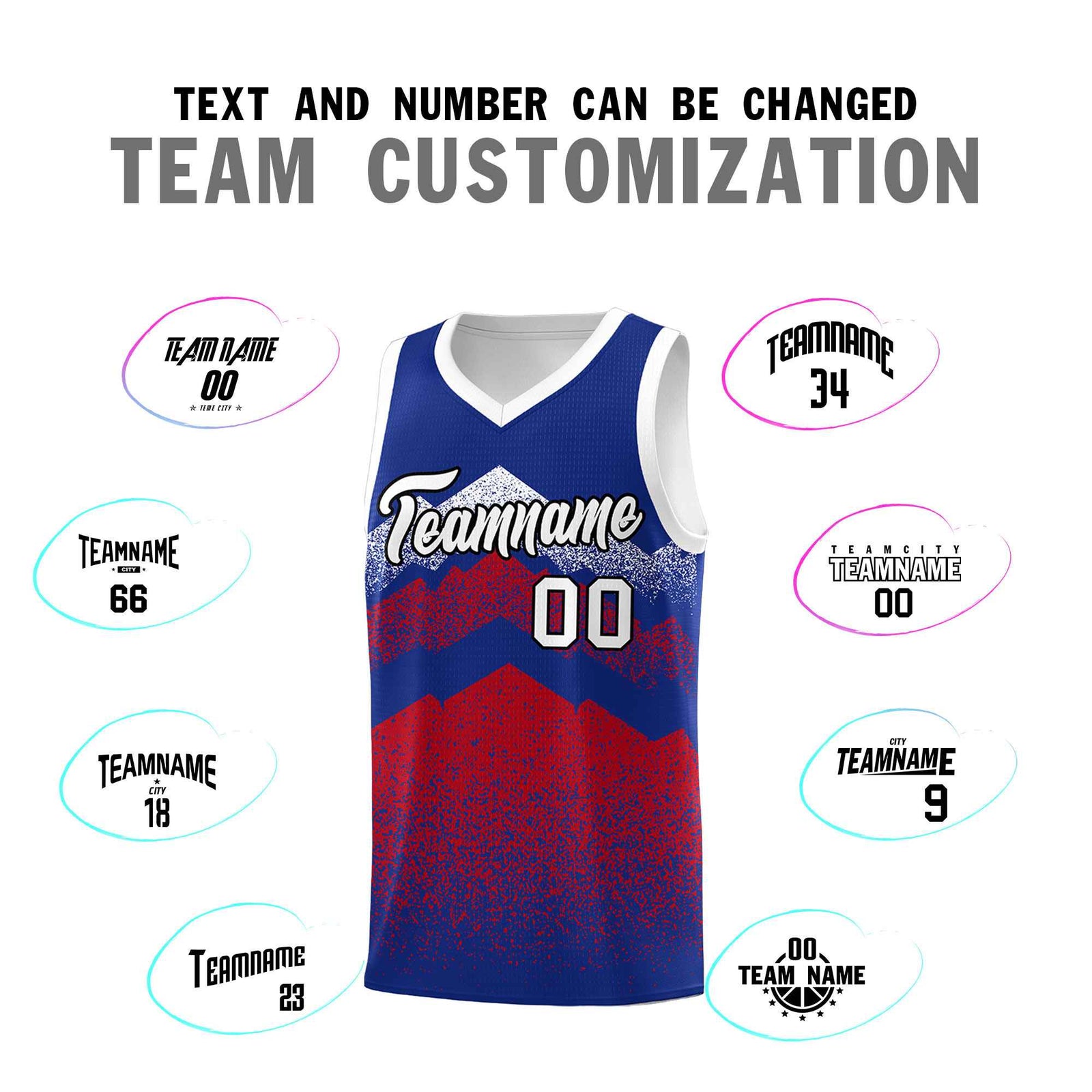 Personalized Youth Basketball Jerseys Royal Red Gradient Mountain Design Uniforms