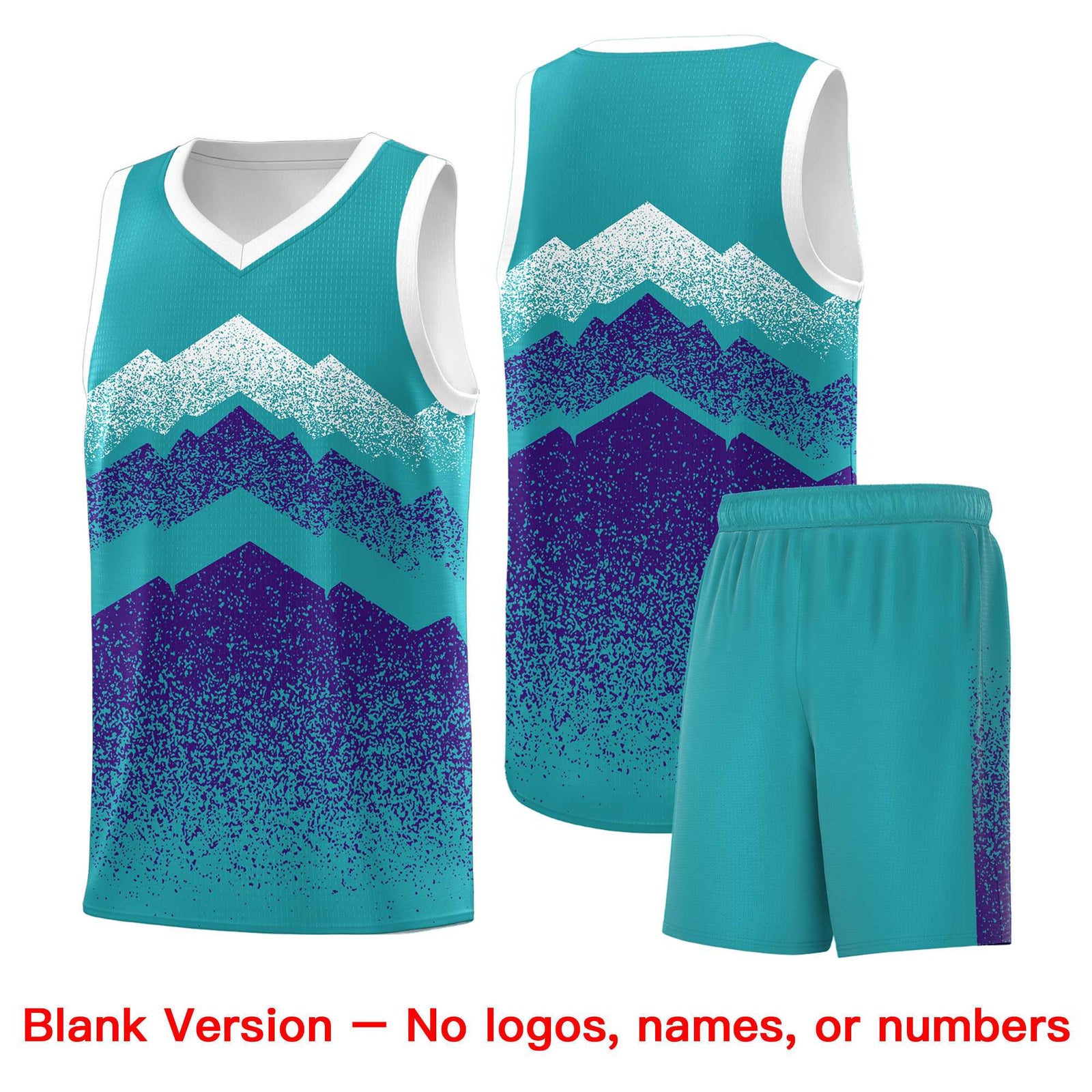 Personalized Youth Basketball Jerseys Aqua Purple Gradient Mountain Design Uniforms