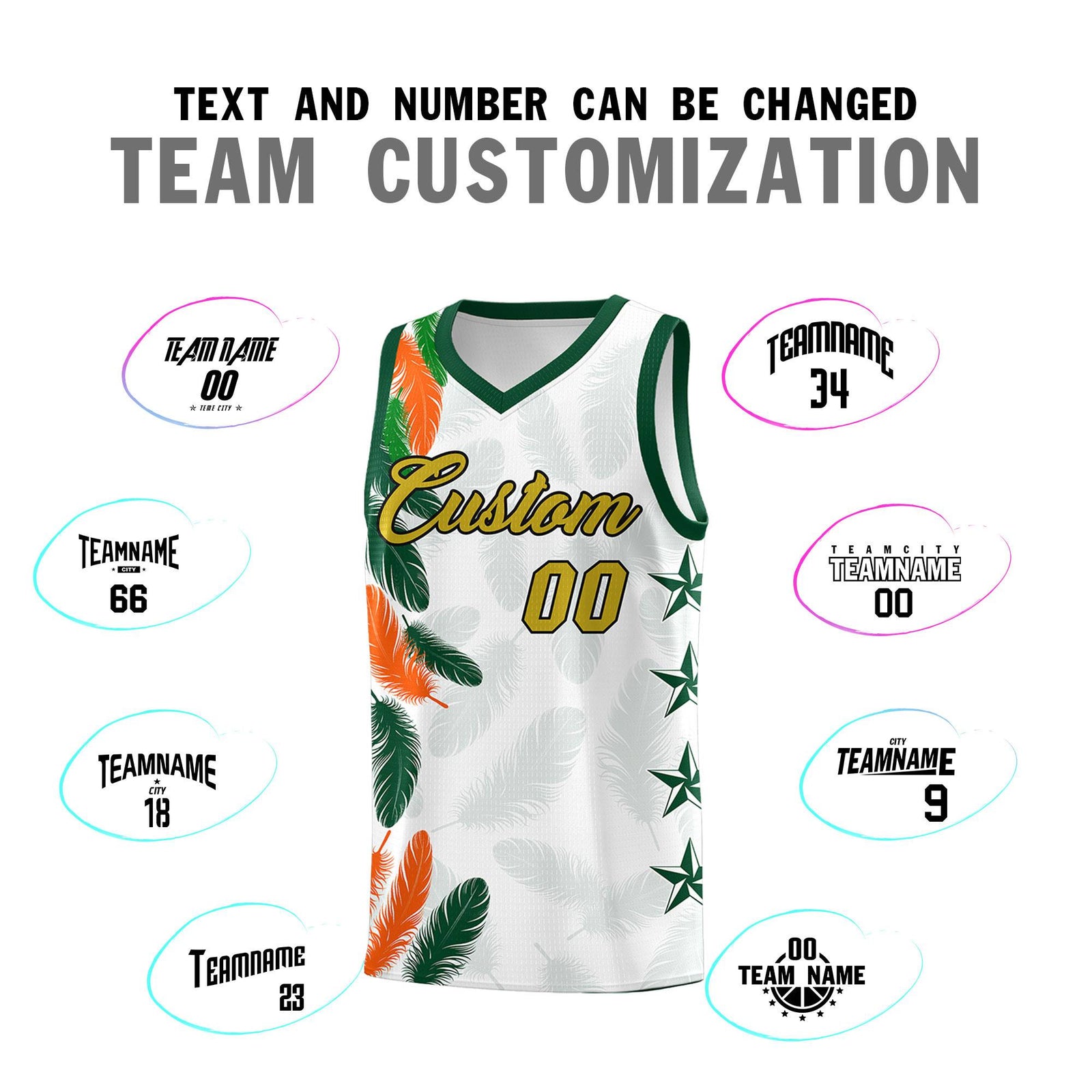 Custom Youth Basketball Jersey White Old Gold Feather Series Sports Uniform