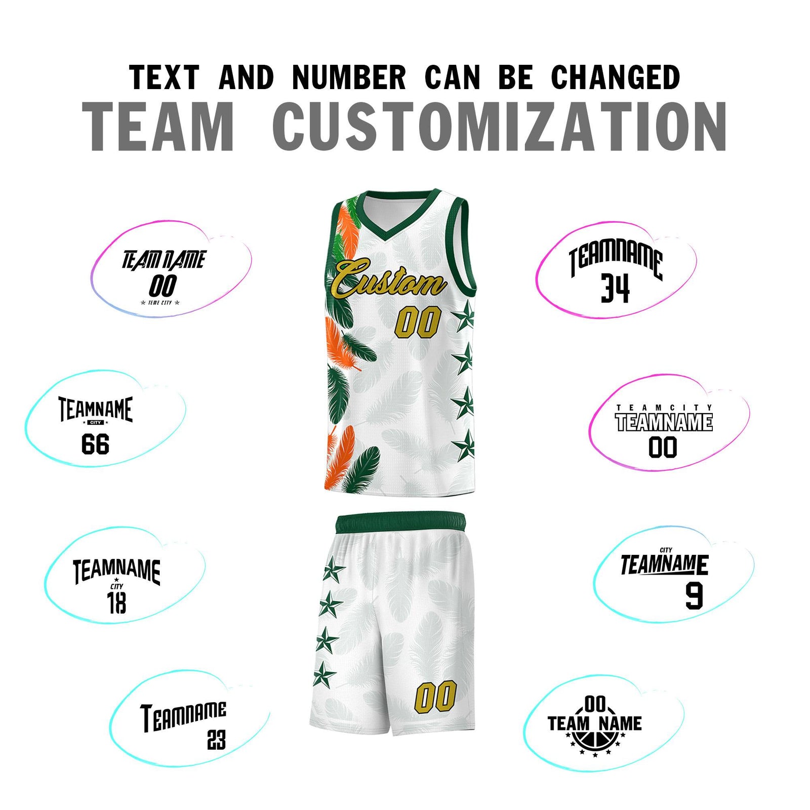 Custom Youth Basketball Jersey White Old Gold Feather Series Sports Uniform