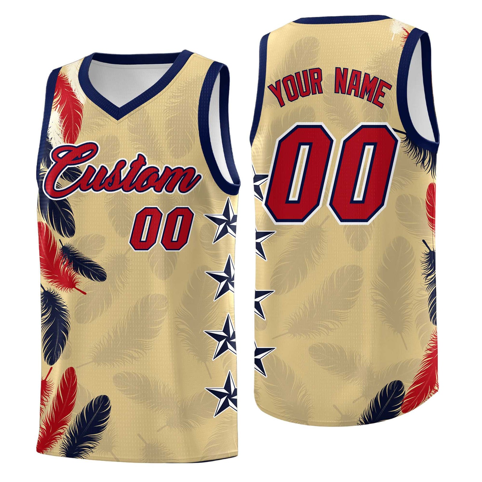 Custom Youth Basketball Jersey Khaki Red Feather Series Sports Uniform
