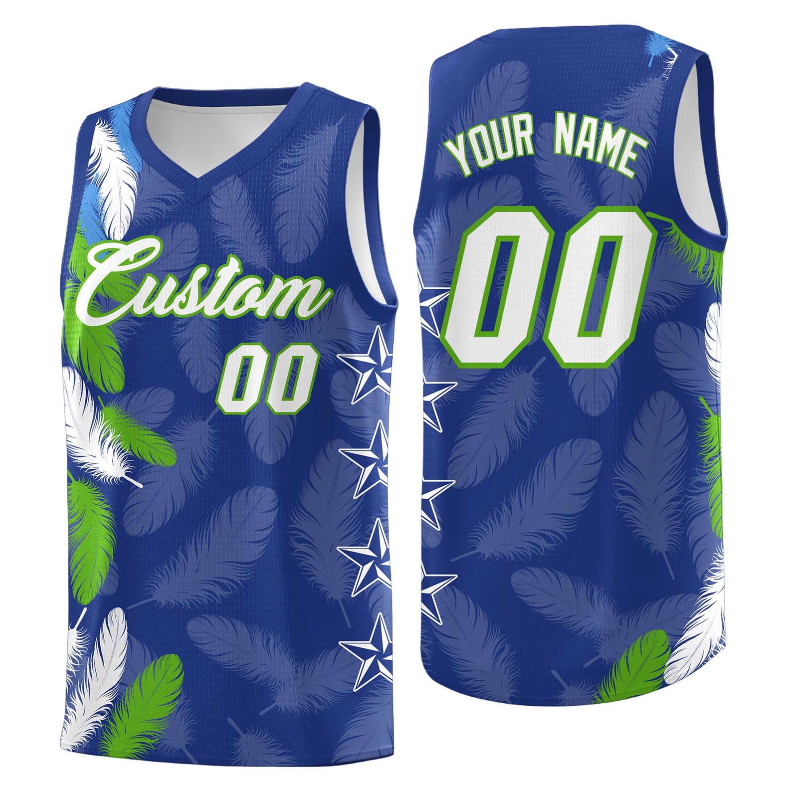 Custom Youth Basketball Jersey Royal White Feather Series Sports Uniform