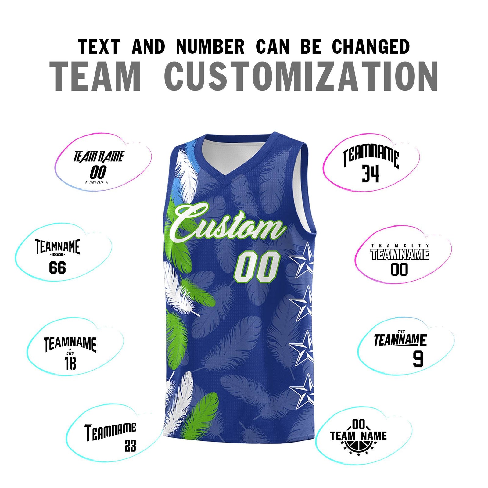 Custom Youth Basketball Jersey Royal White Feather Series Sports Uniform