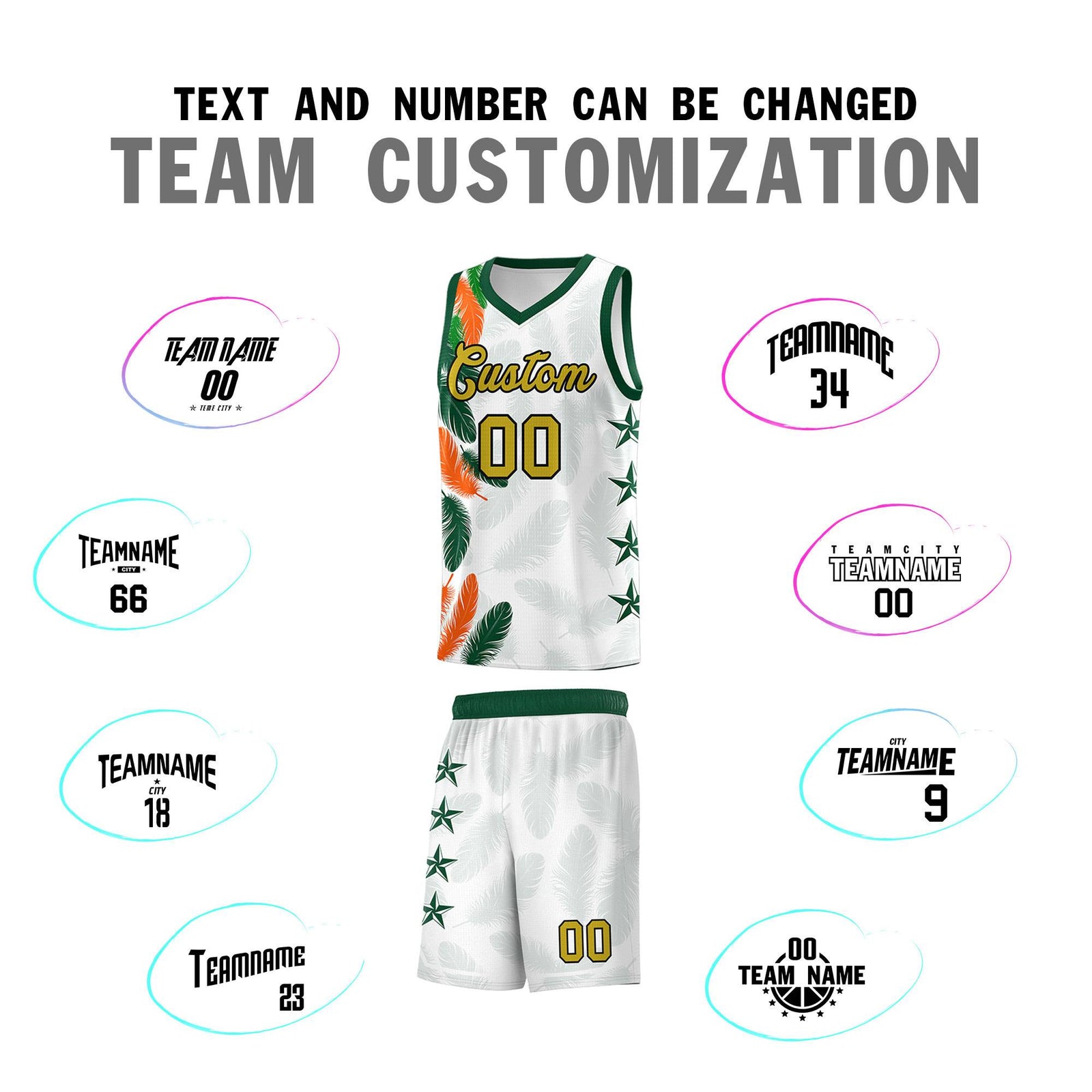 Custom Youth Basketball Jersey White Old Gold Feather Series Sports Uniform