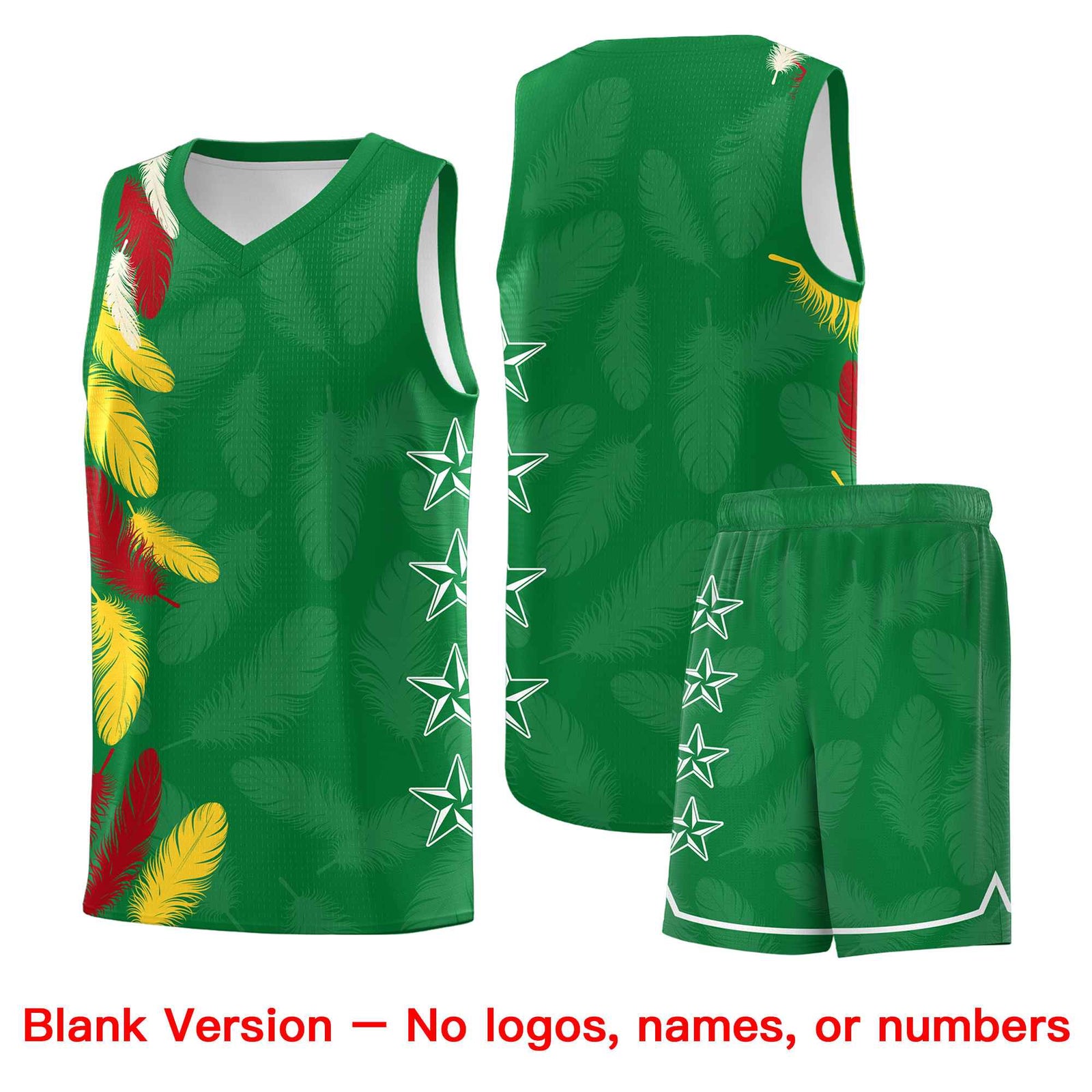 Custom Youth Basketball Jersey Kelly Green Red Feather Series Sports Uniform