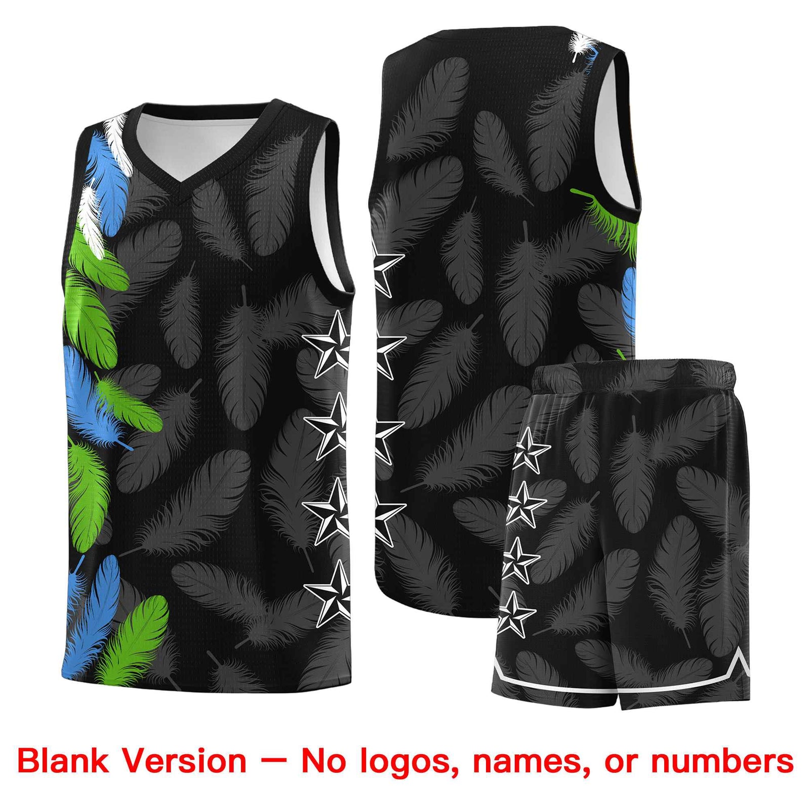 Custom Youth Basketball Jersey Black Powder Blue Feather Series Sports Uniform