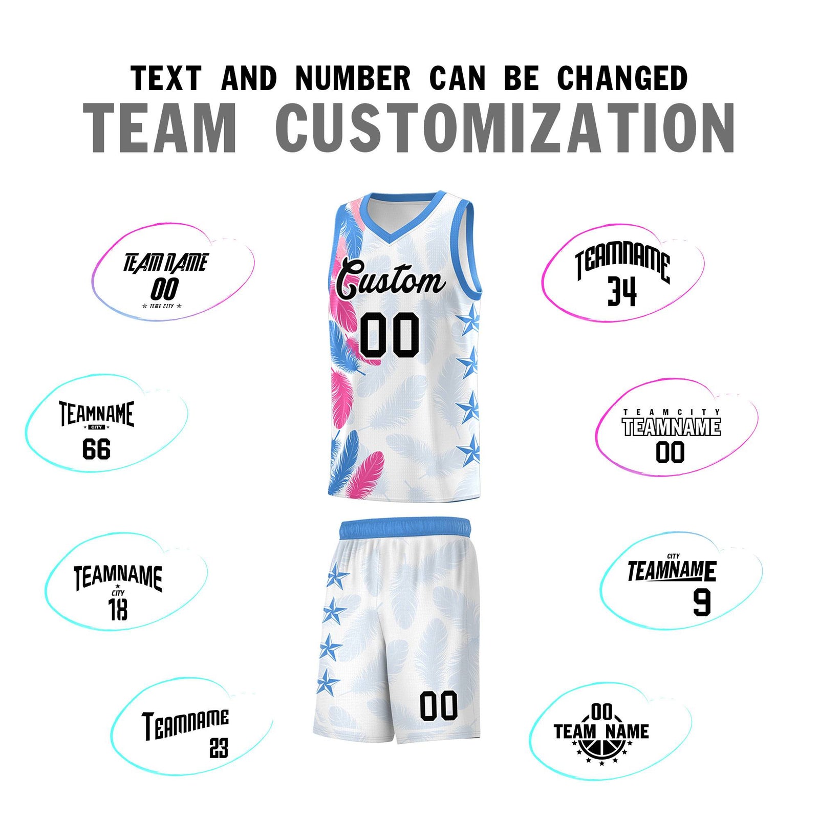 Custom Youth Basketball Jersey White Black Feather Series Sports Uniform