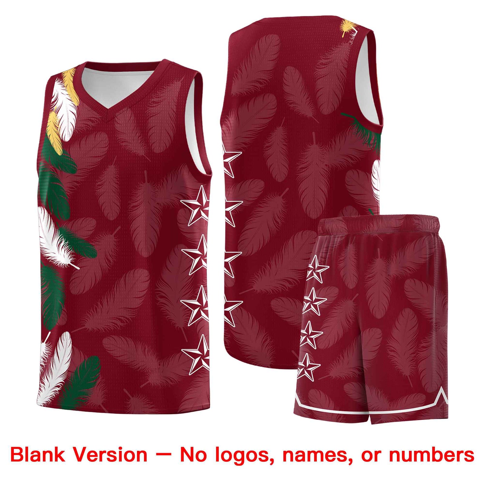 Custom Youth Basketball Jersey Crimson Old Gold Feather Series Sports Uniform