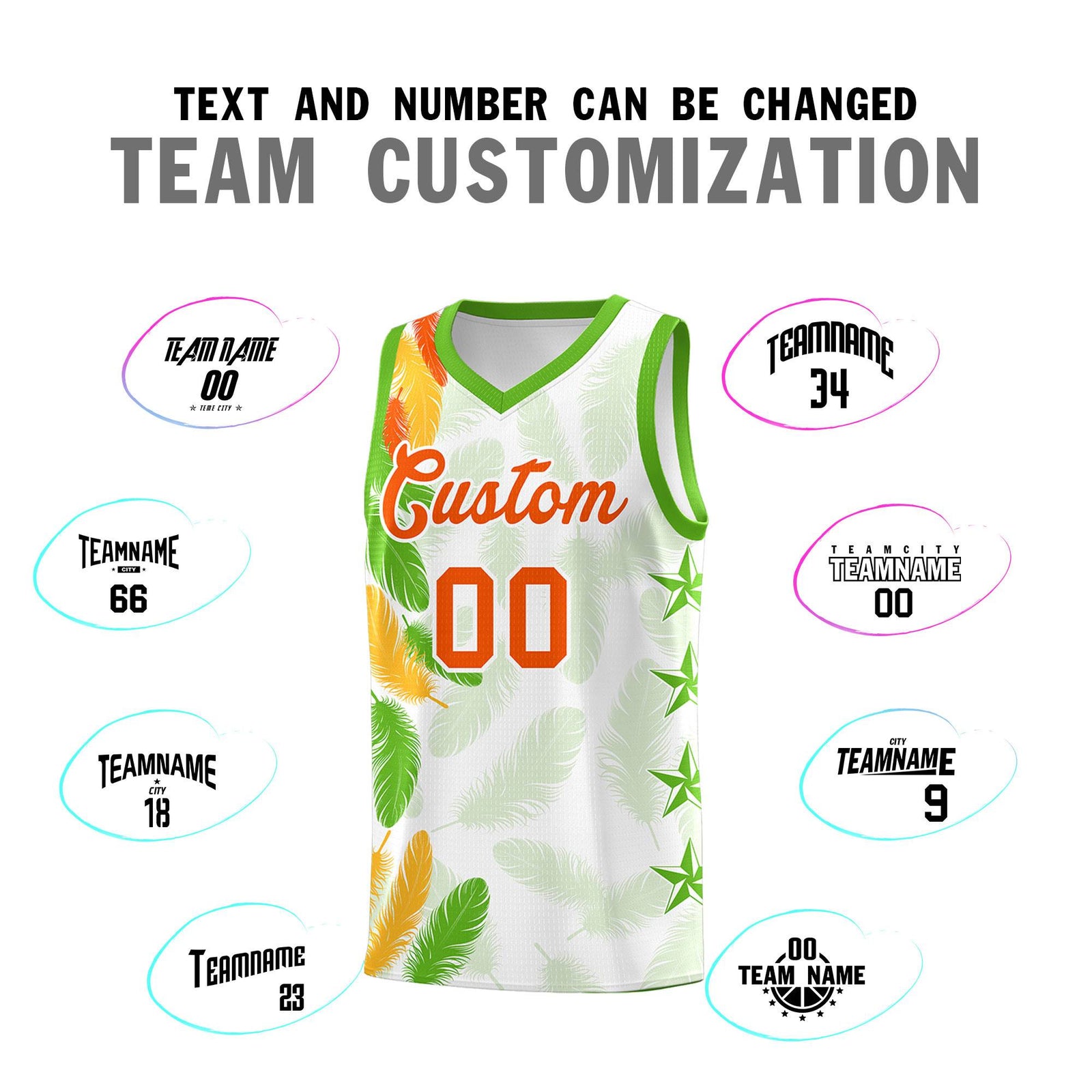 Custom Youth Basketball Jersey White Orange Feather Series Sports Uniform