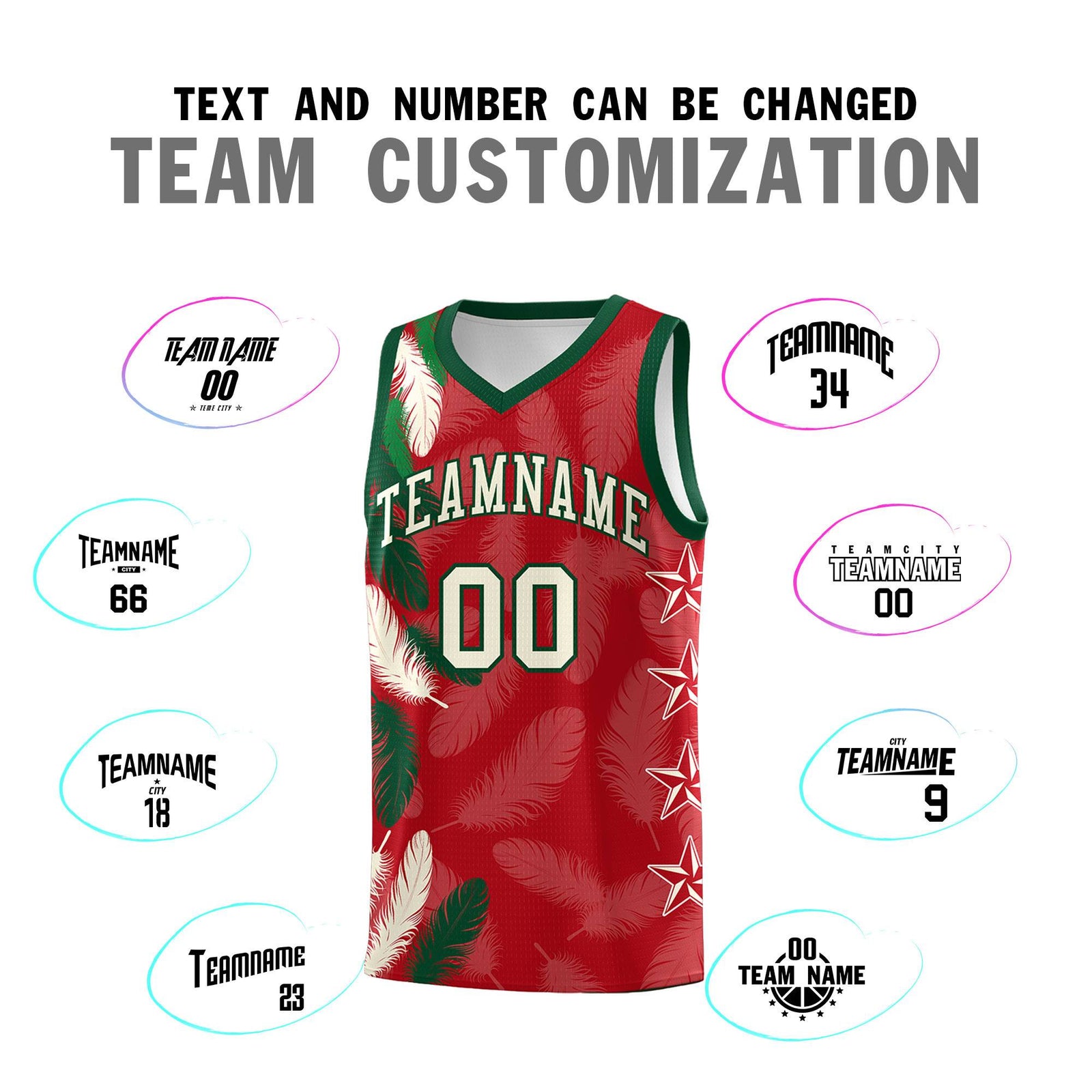 Custom Youth Basketball Jersey Red Cream Feather Series Sports Uniform