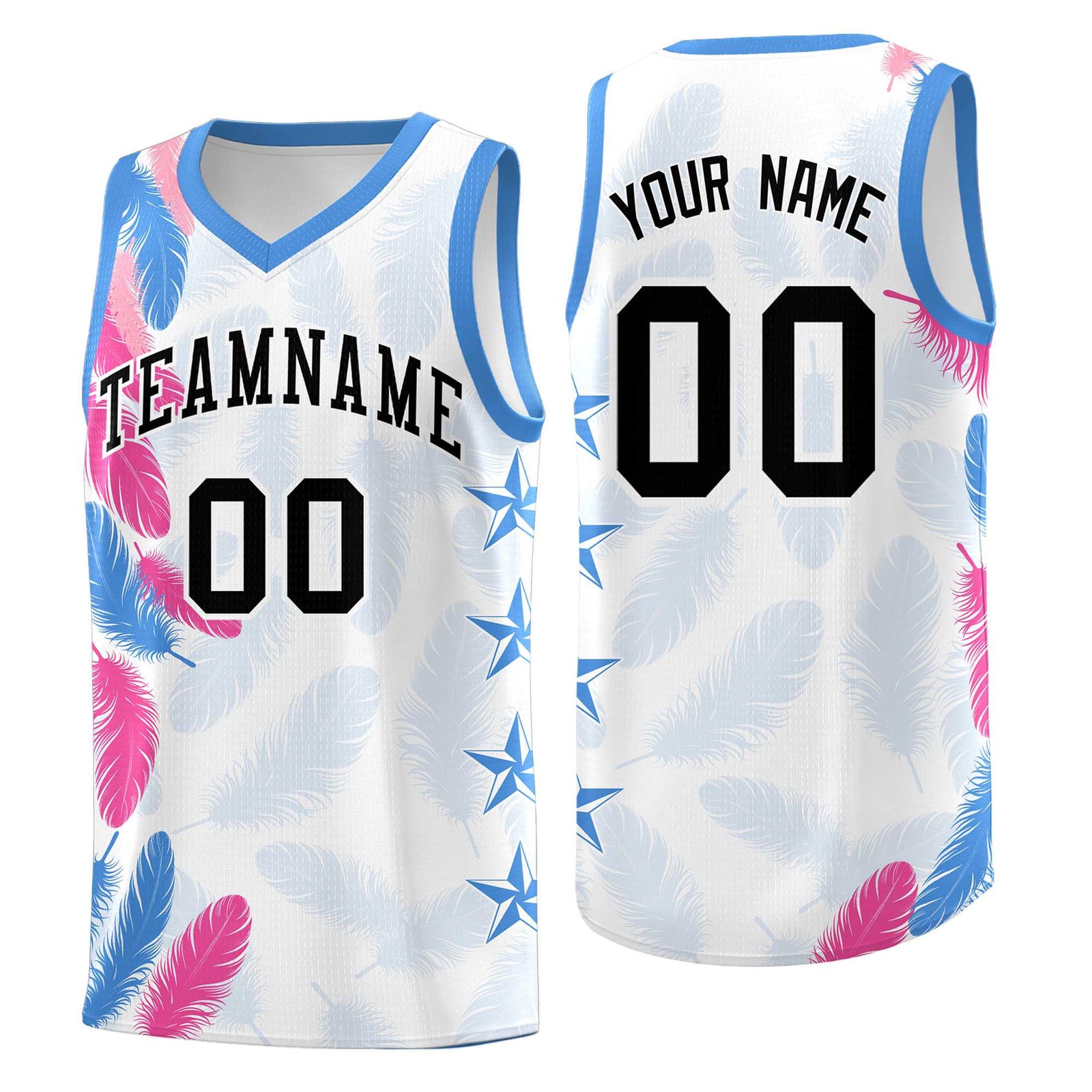 Custom Youth Basketball Jersey White Black Feather Series Sports Uniform