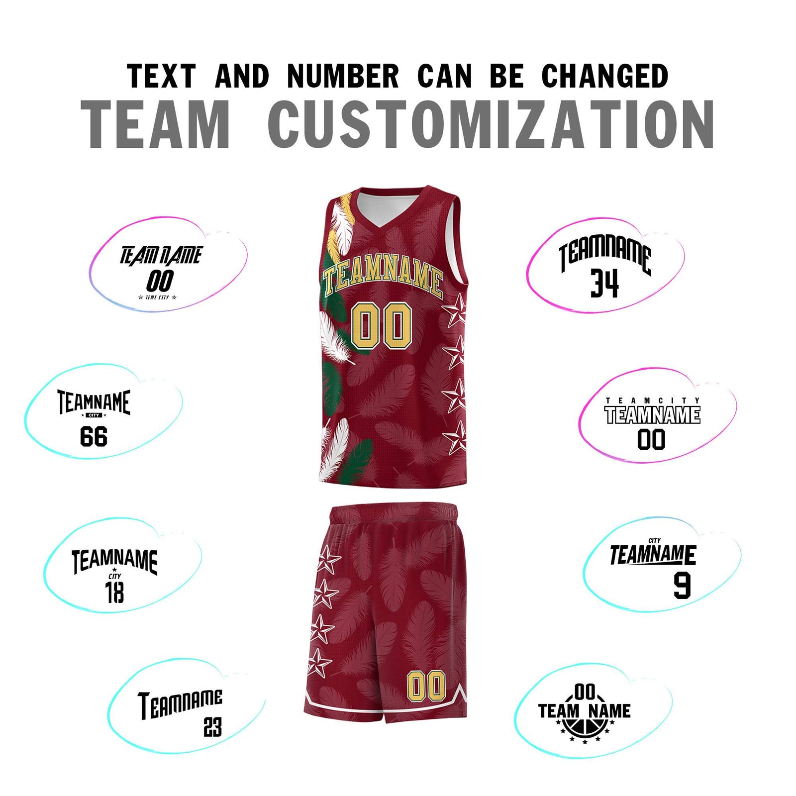Custom Youth Basketball Jersey Crimson Old Gold Feather Series Sports Uniform