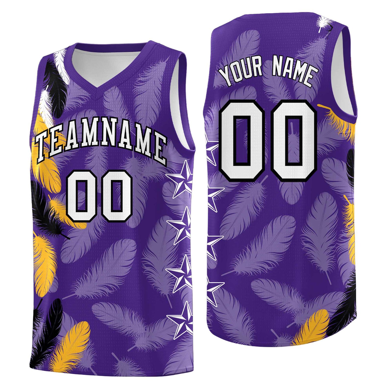 Custom Youth Basketball Jersey Purple White Feather Series Sports Uniform